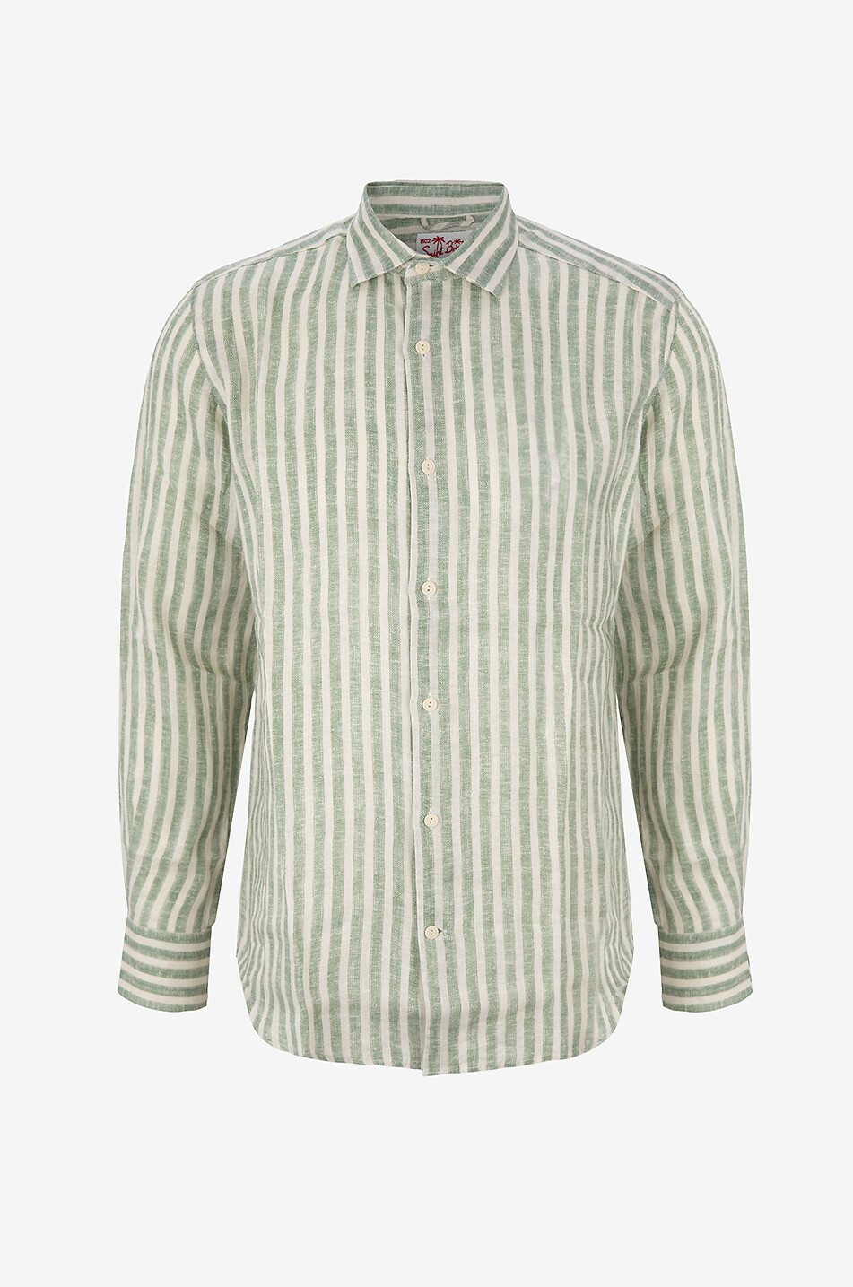 MC2 SAINT BARTH Chemise rayée à manches longues en lin Pamplona Homme VERT 1