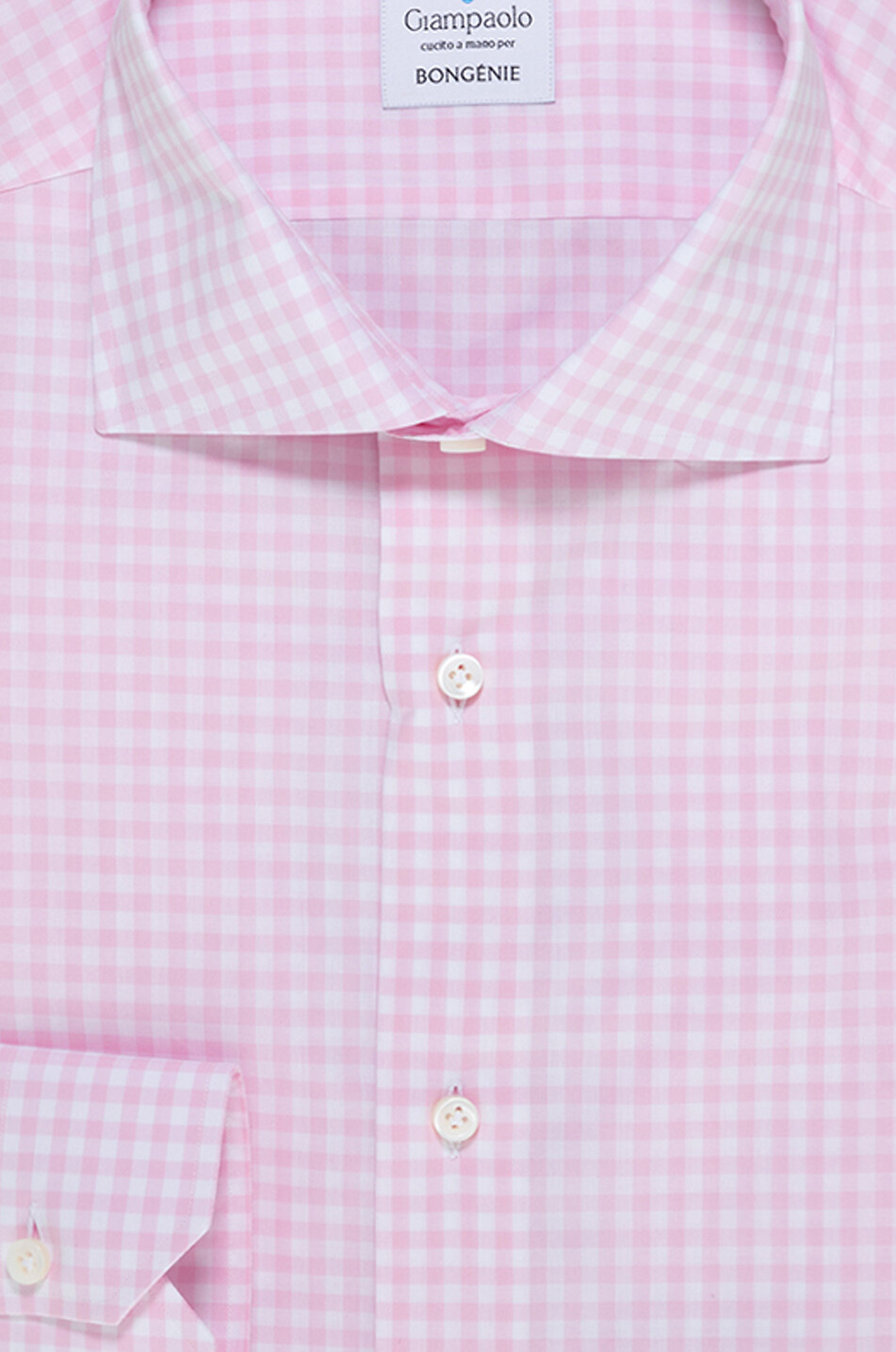 GIAMPAOLO Gingham check cotton long-sleeved shirt Men PINK 2