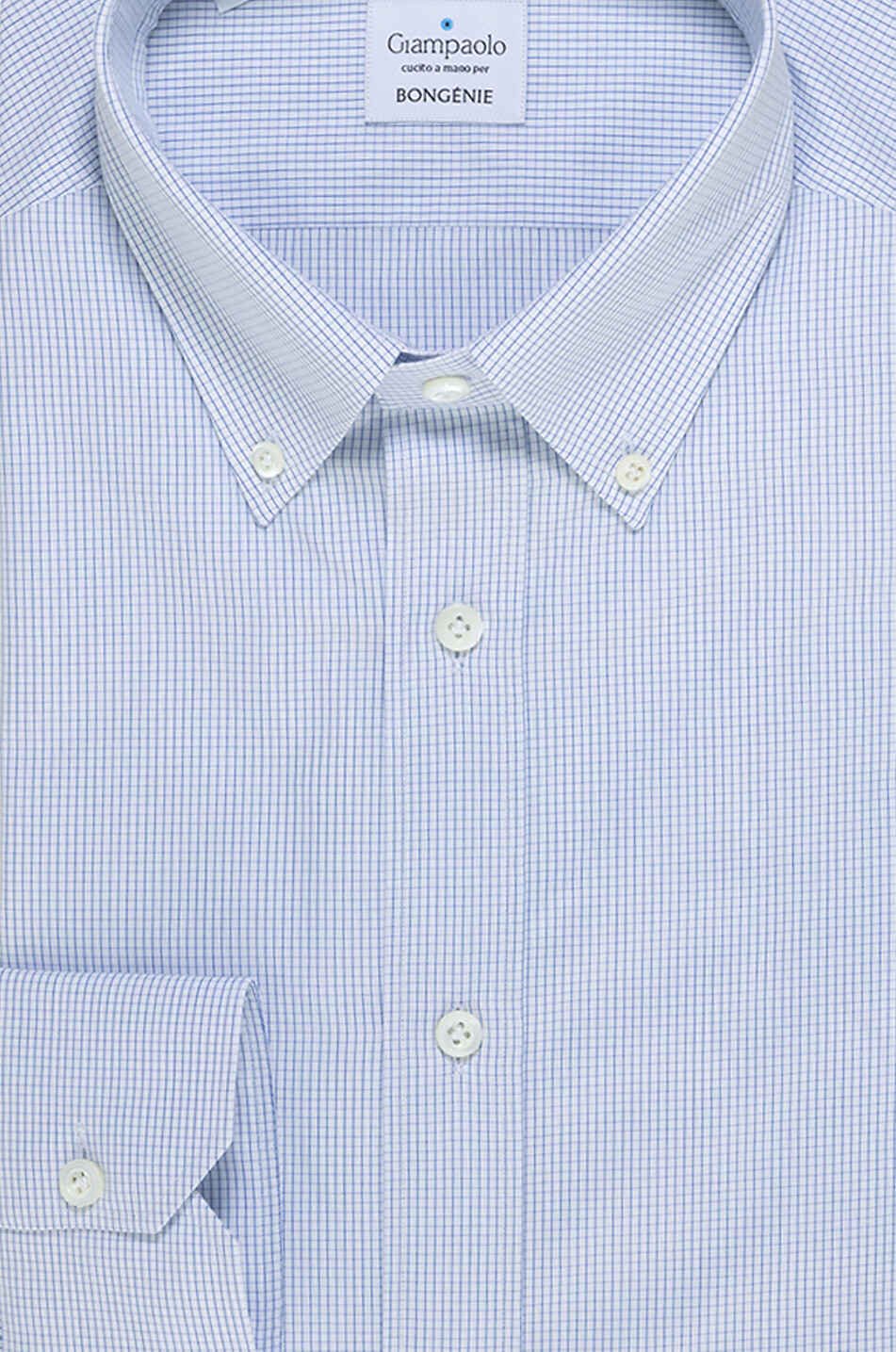 GIAMPAOLO Karo-Baumwollhemd mit geknöpftem Kragen Herren MITTELBLAU 2