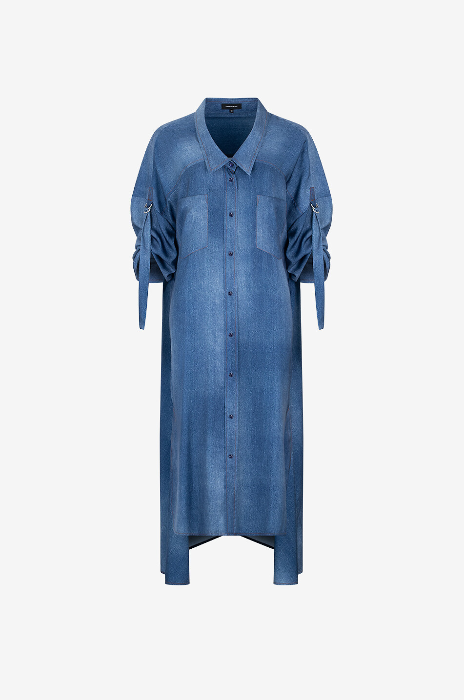 Asymmetric denim effect shirt dress