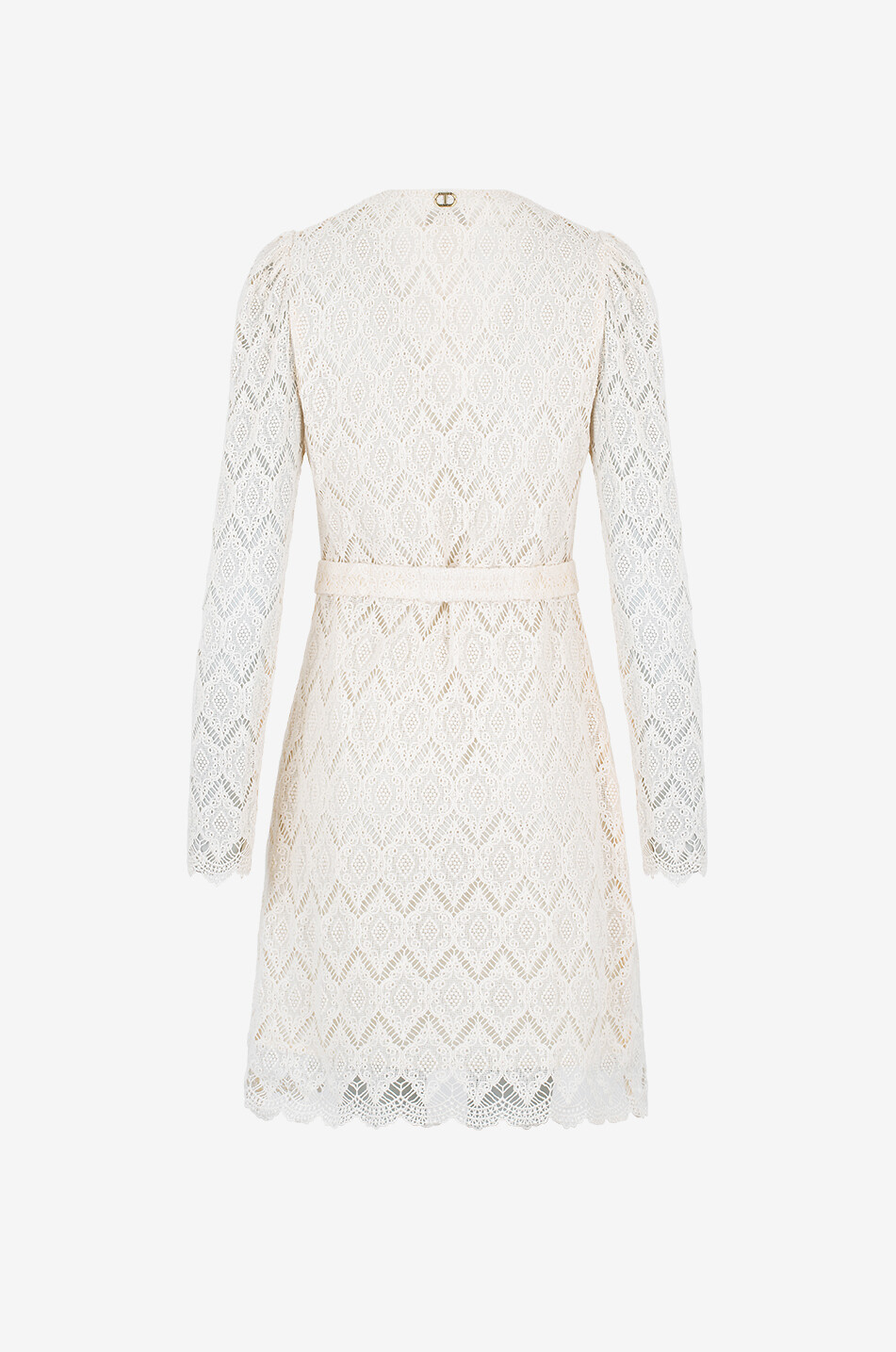 TWINSET Robe courte en dentelle de coton Femme Beige clair 2