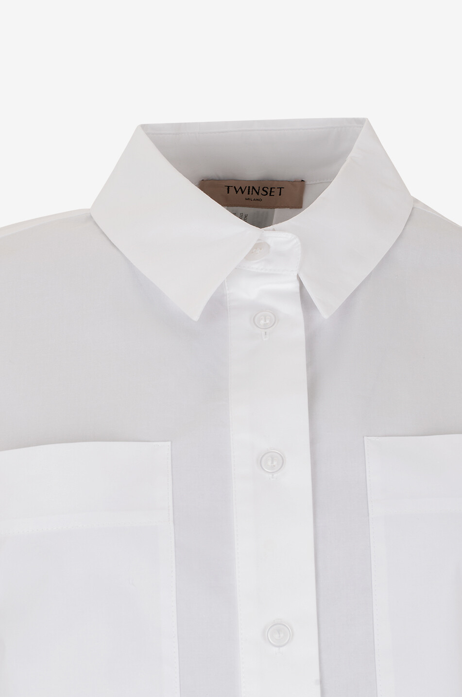 TWINSET Kurzes Popeline- und Spitzenhemd Damen WEISS 3