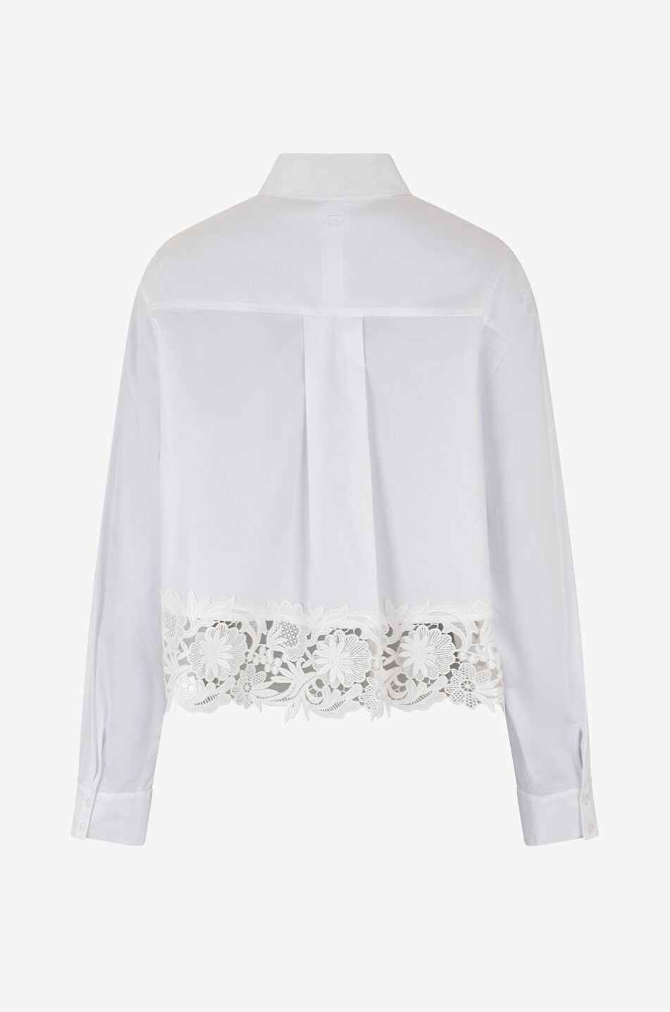 TWINSET Kurzes Popeline- und Spitzenhemd Damen WEISS 2
