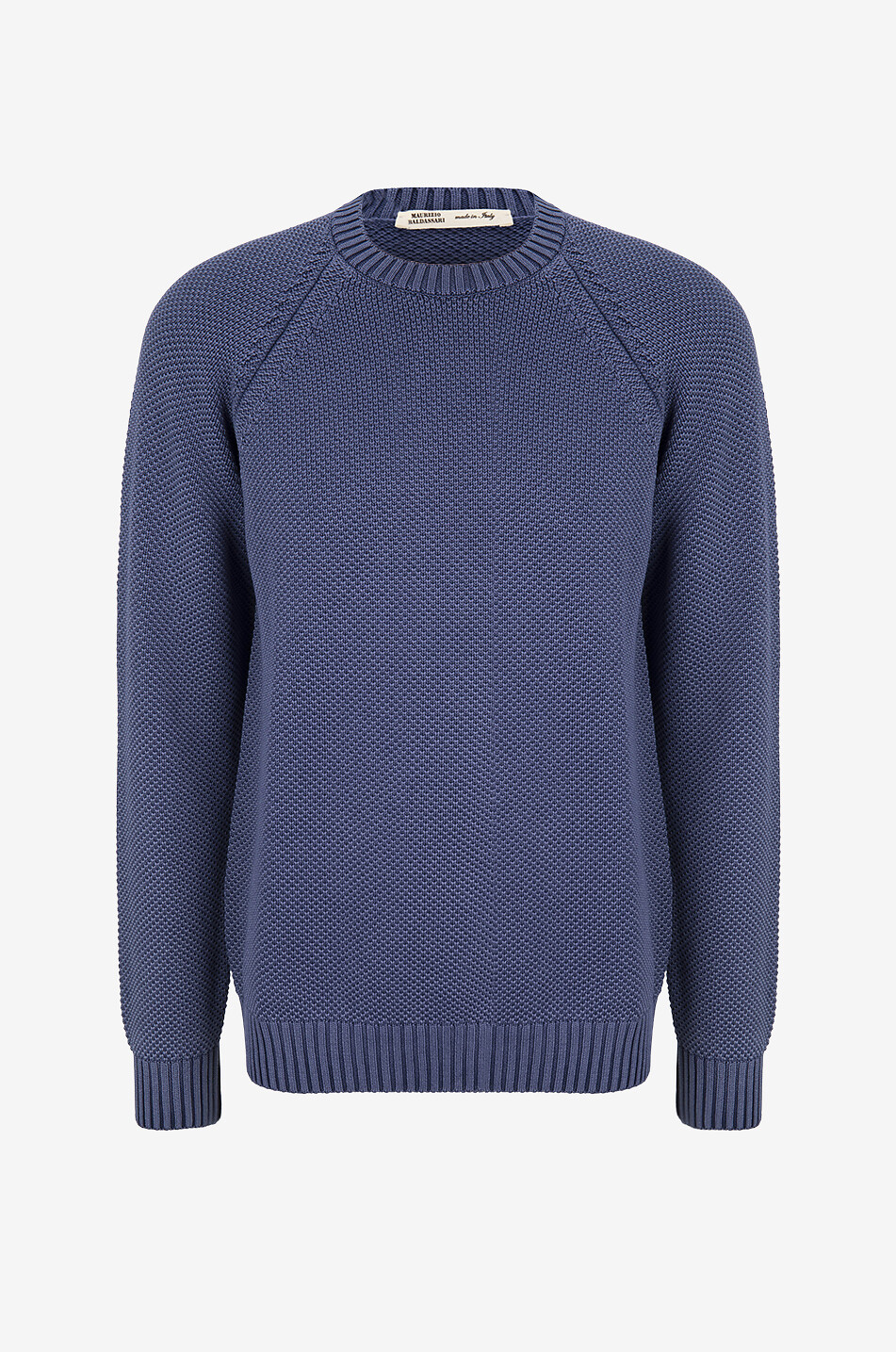 MAURIZIO BALDASSARI Pull ajouré à col rond en coton Homme BLEU FONCE 1