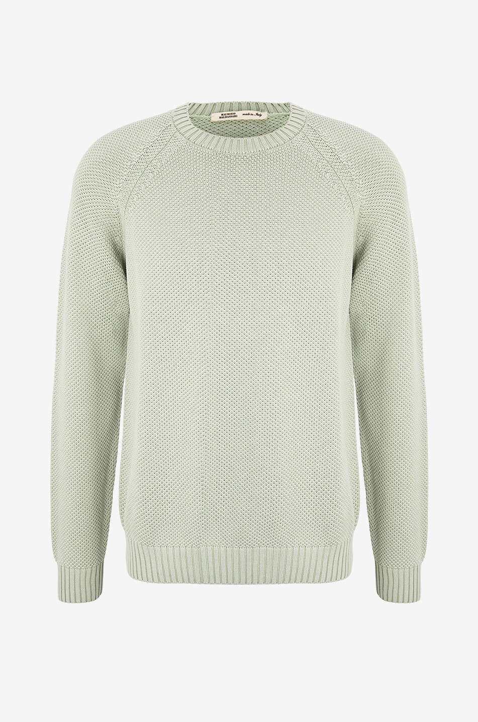 MAURIZIO BALDASSARI Round neck openwork cotton jumper Men MEDIUM GREEN 1