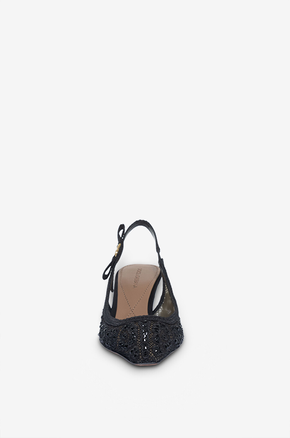 DOLCE & GABBANA Escarpins à bride arrière en dentelle léopard à strass DG 60 Femme NOIR 2