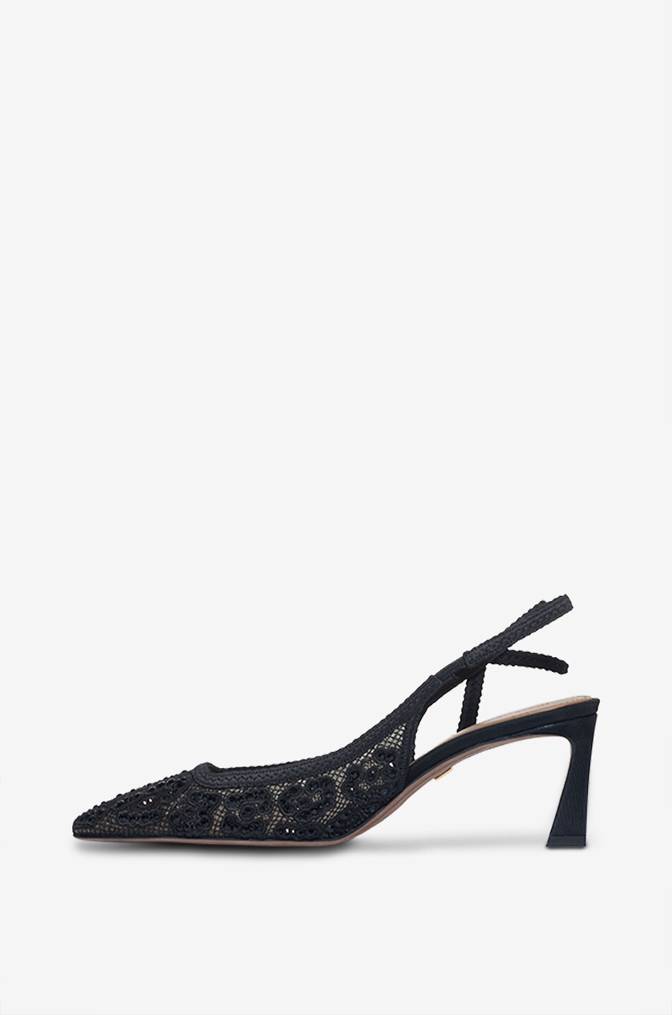 DOLCE & GABBANA Escarpins à bride arrière en dentelle léopard à strass DG 60 Femme NOIR 3