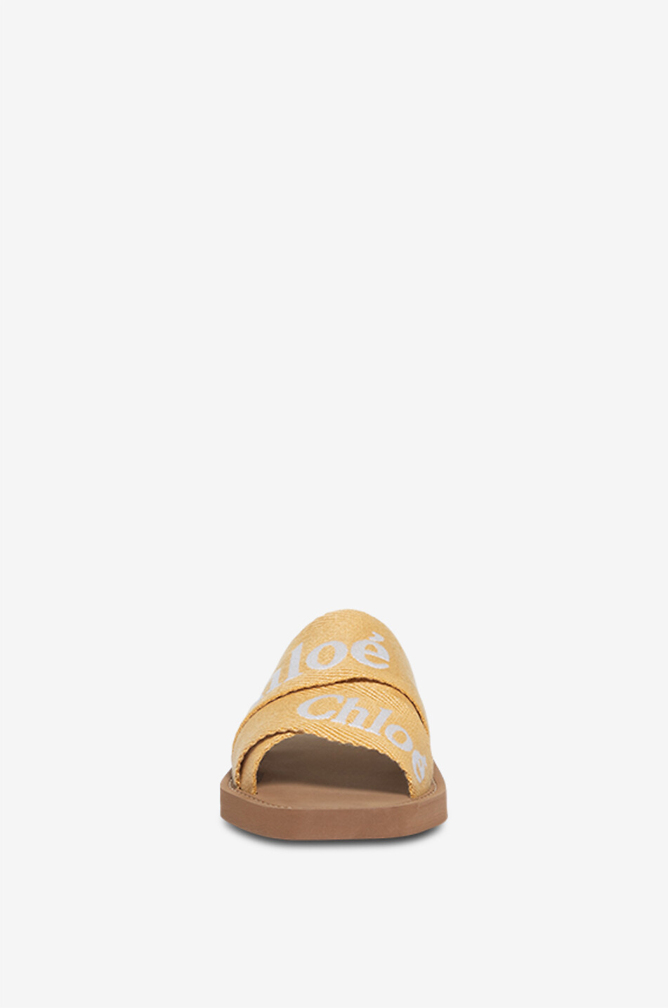 CHLOE Mules plates en lin brodé Woody Femme MARRON CLAIR 2