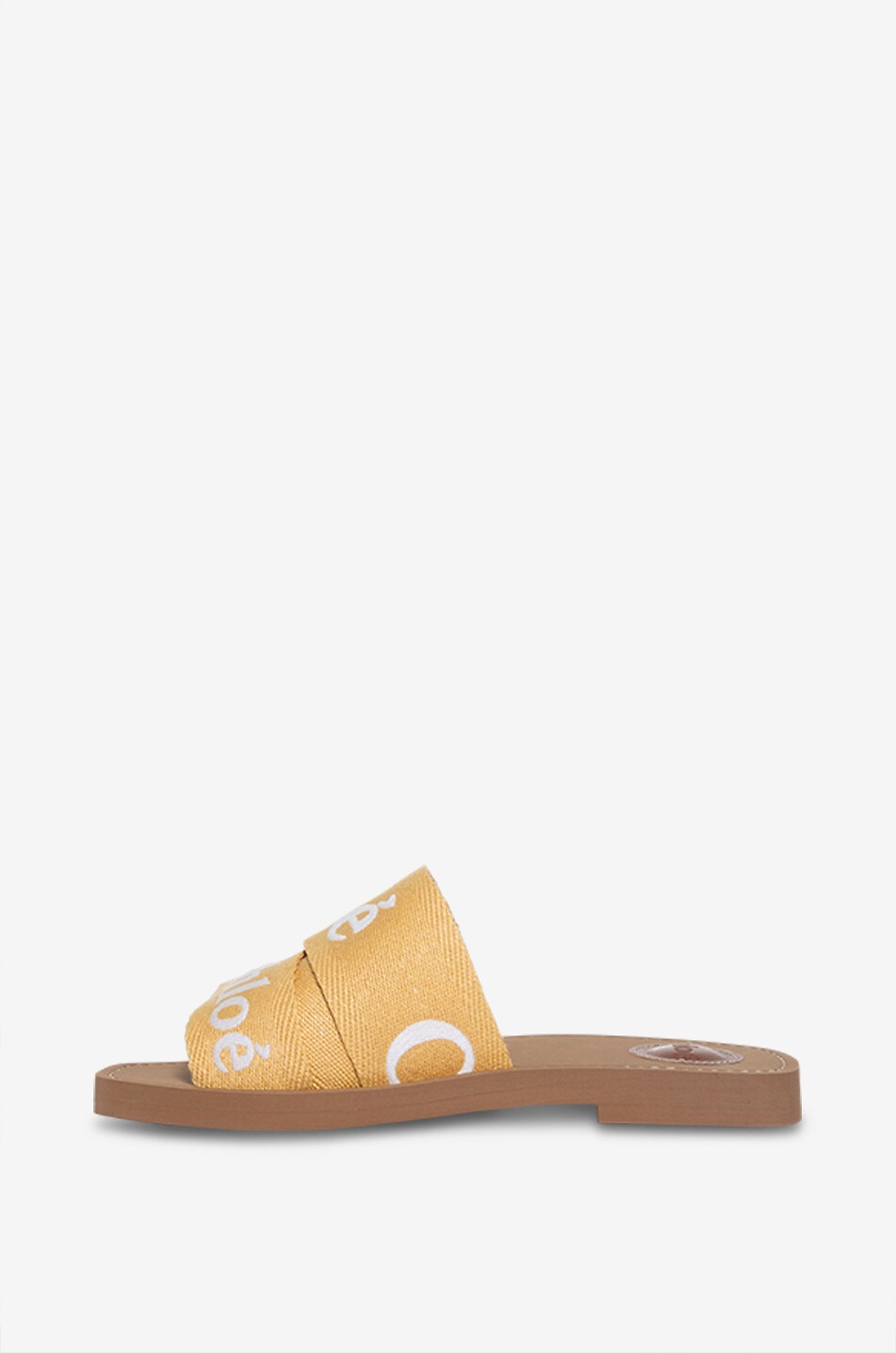 CHLOE Mules plates en lin brodé Woody Femme MARRON CLAIR 3