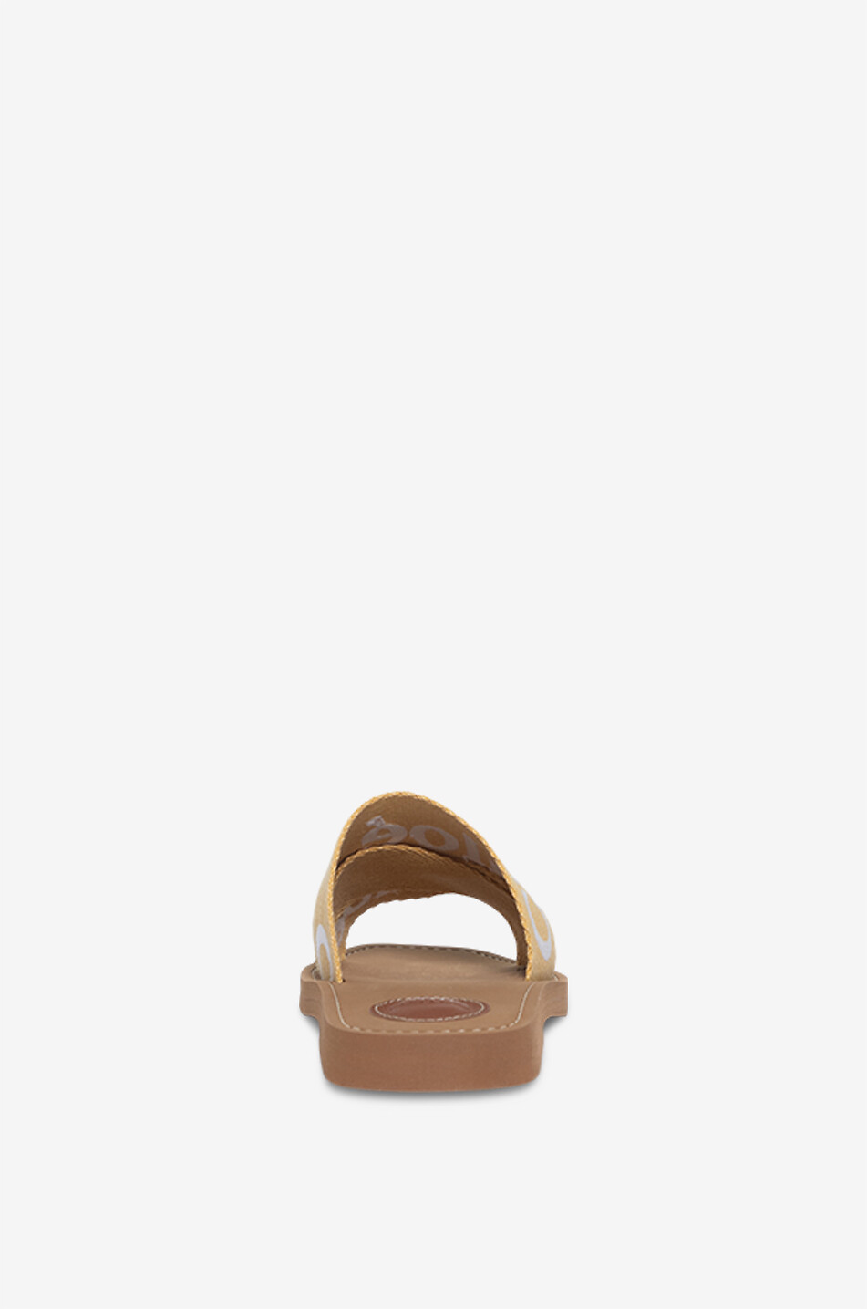 CHLOE Mules plates en lin brodé Woody Femme MARRON CLAIR 4