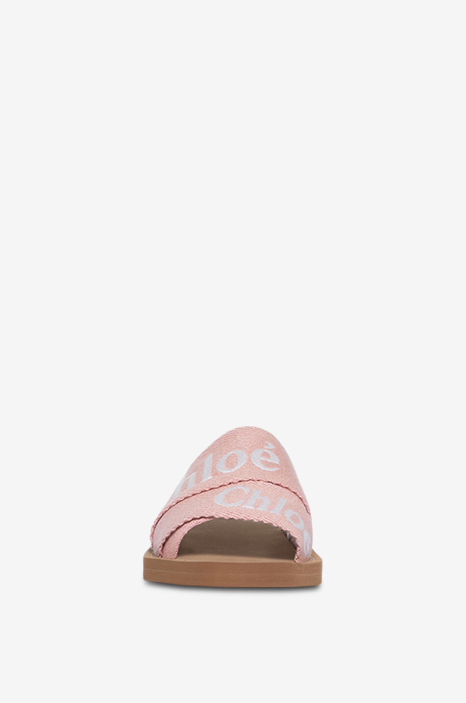 CHLOE Flache Pantoletten aus besticktem Leinen Woody Damen ROSA 2