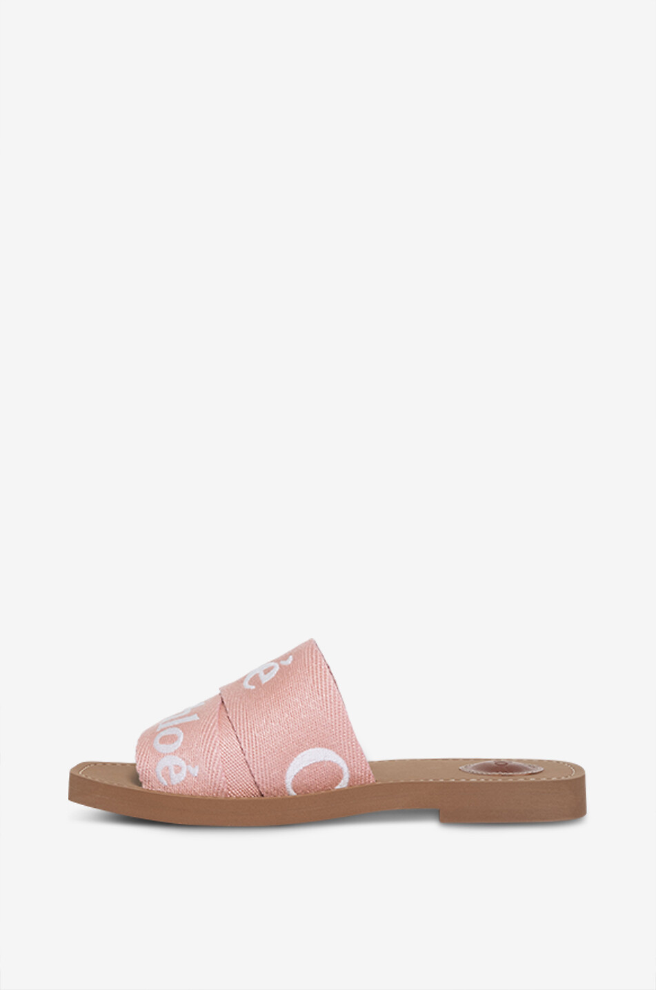 Woody embroidered linen flat slides