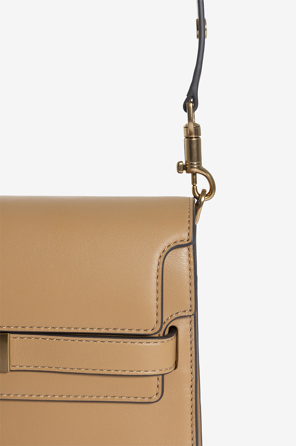 TORY BURCH Sac porté épaule en cuir de veau Lee Radziwill Femme Beige Foncé 5