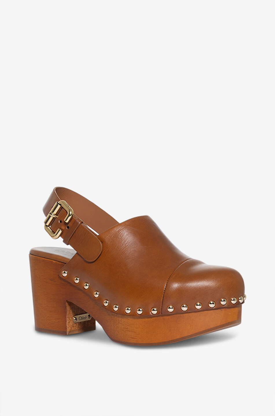 CHLOE Jeannette 80 smooth leather wedge clogs Women BROWN 1