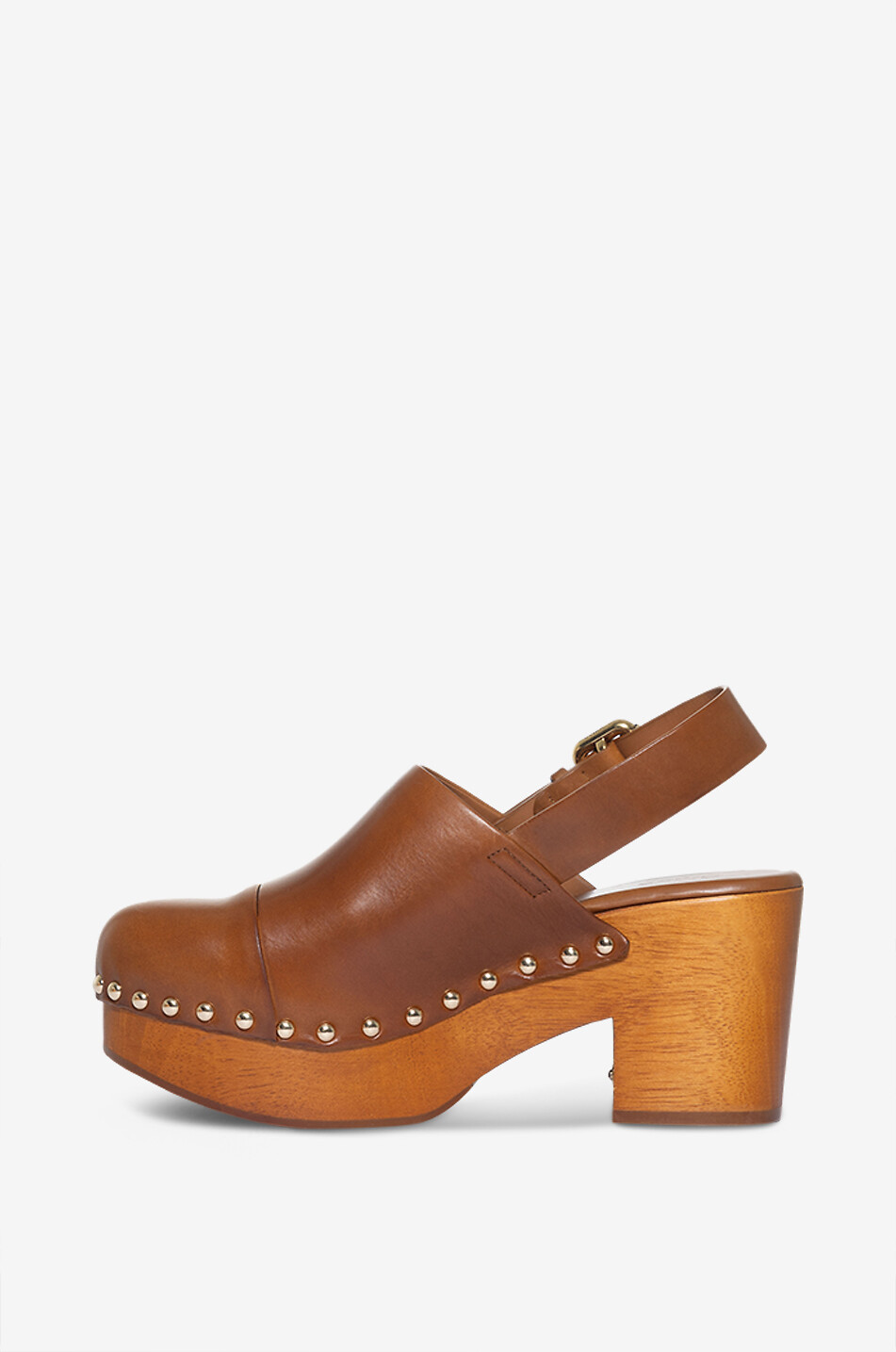 CHLOE Jeannette 80 smooth leather wedge clogs Women BROWN 3