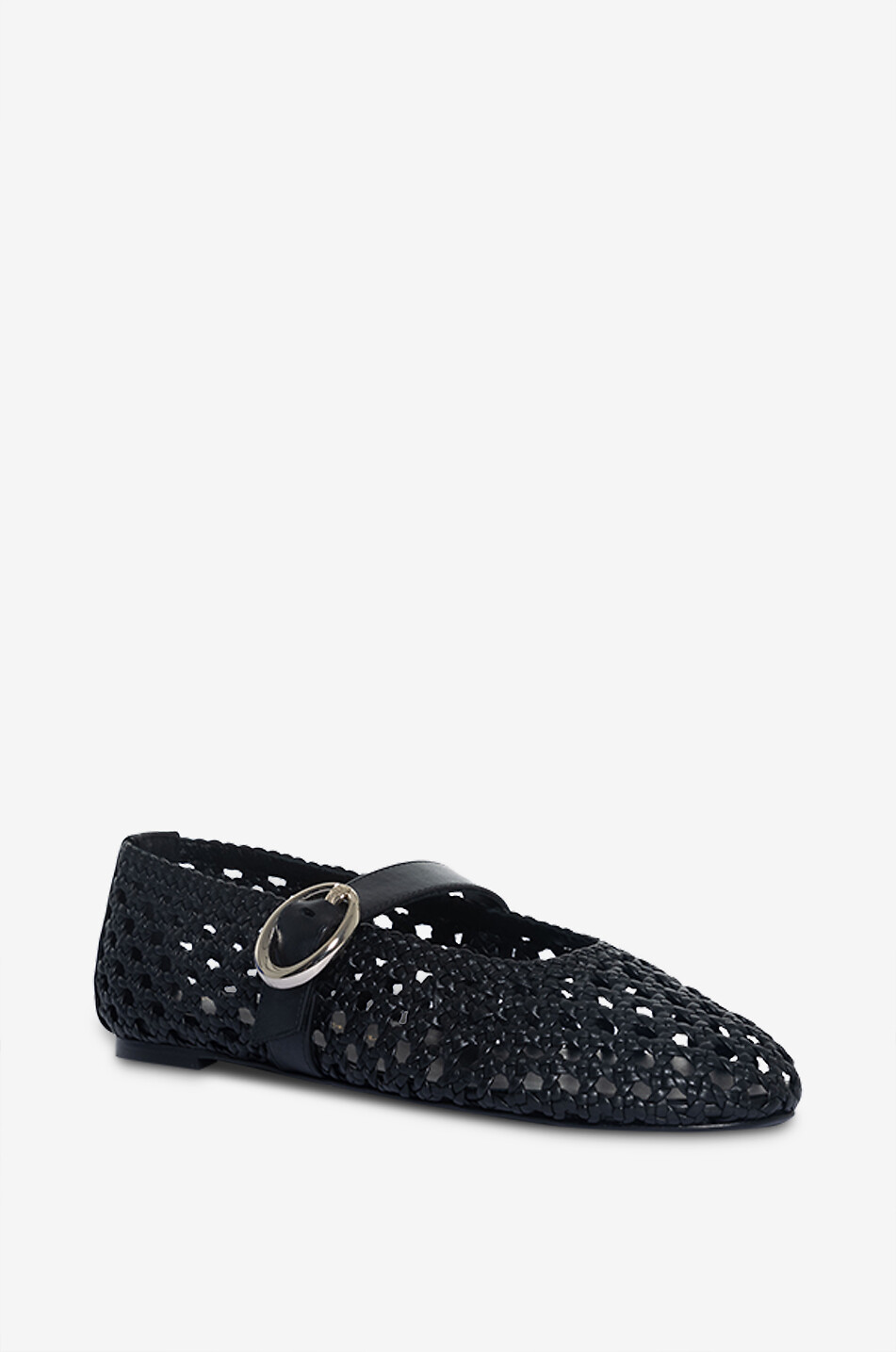 STUART WEITZMAN Ballerines babies tressées en cuir Thea Mary Jane 05 Femme NOIR 1