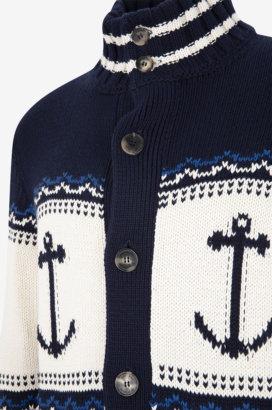 JACOB COHEN Jacquard-Cardigan aus Baumwolle mit Ankermotiv Herren DUNKELBLAU 3