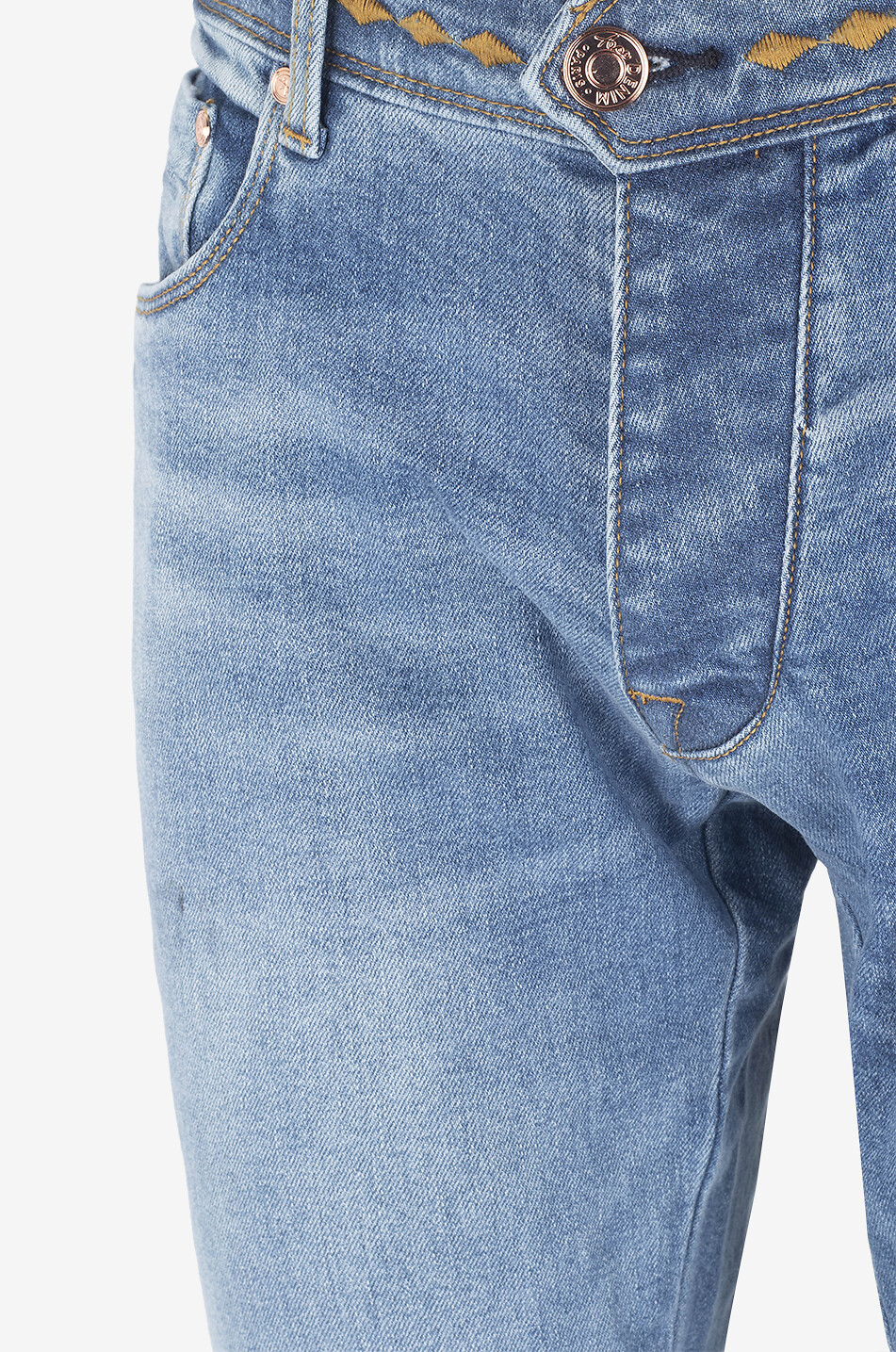 Jean slim brodé losanges Extra Stone