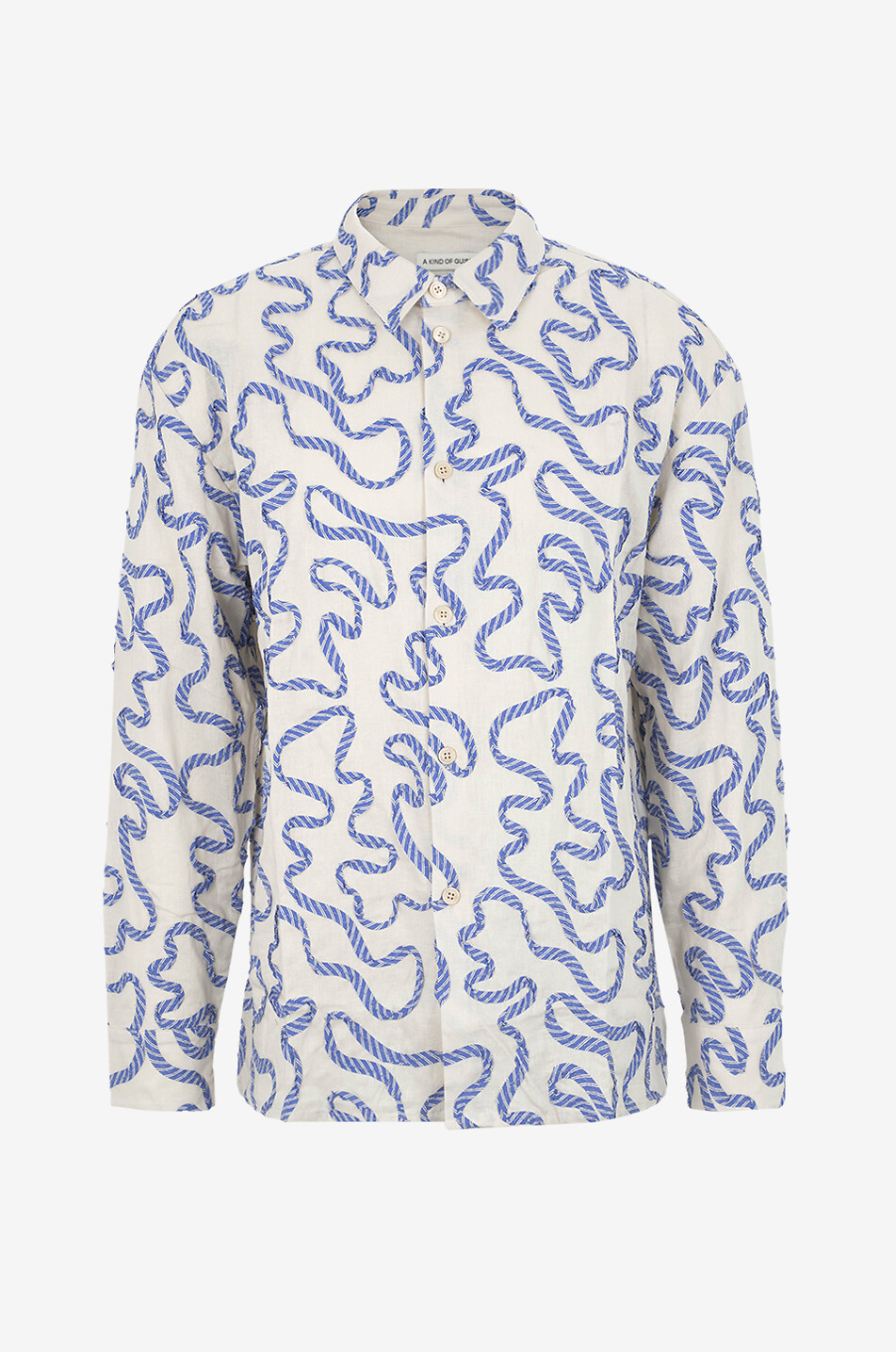 A KIND OF GUISE Pino linen shirt with ribbon appliqué Men WHITE 1