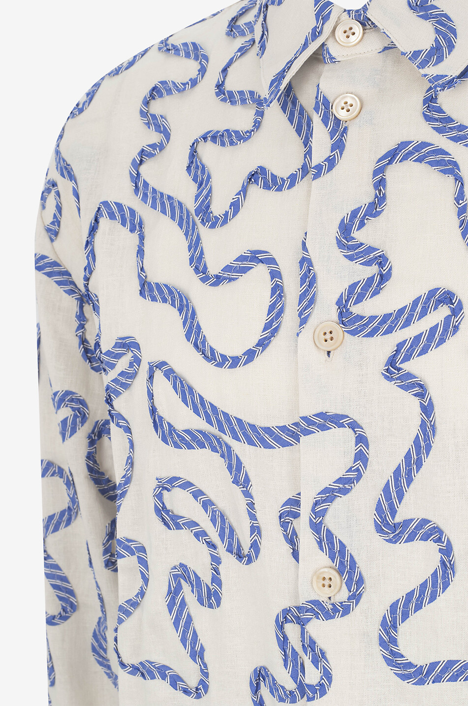 A KIND OF GUISE Pino linen shirt with ribbon appliqué Men WHITE 5
