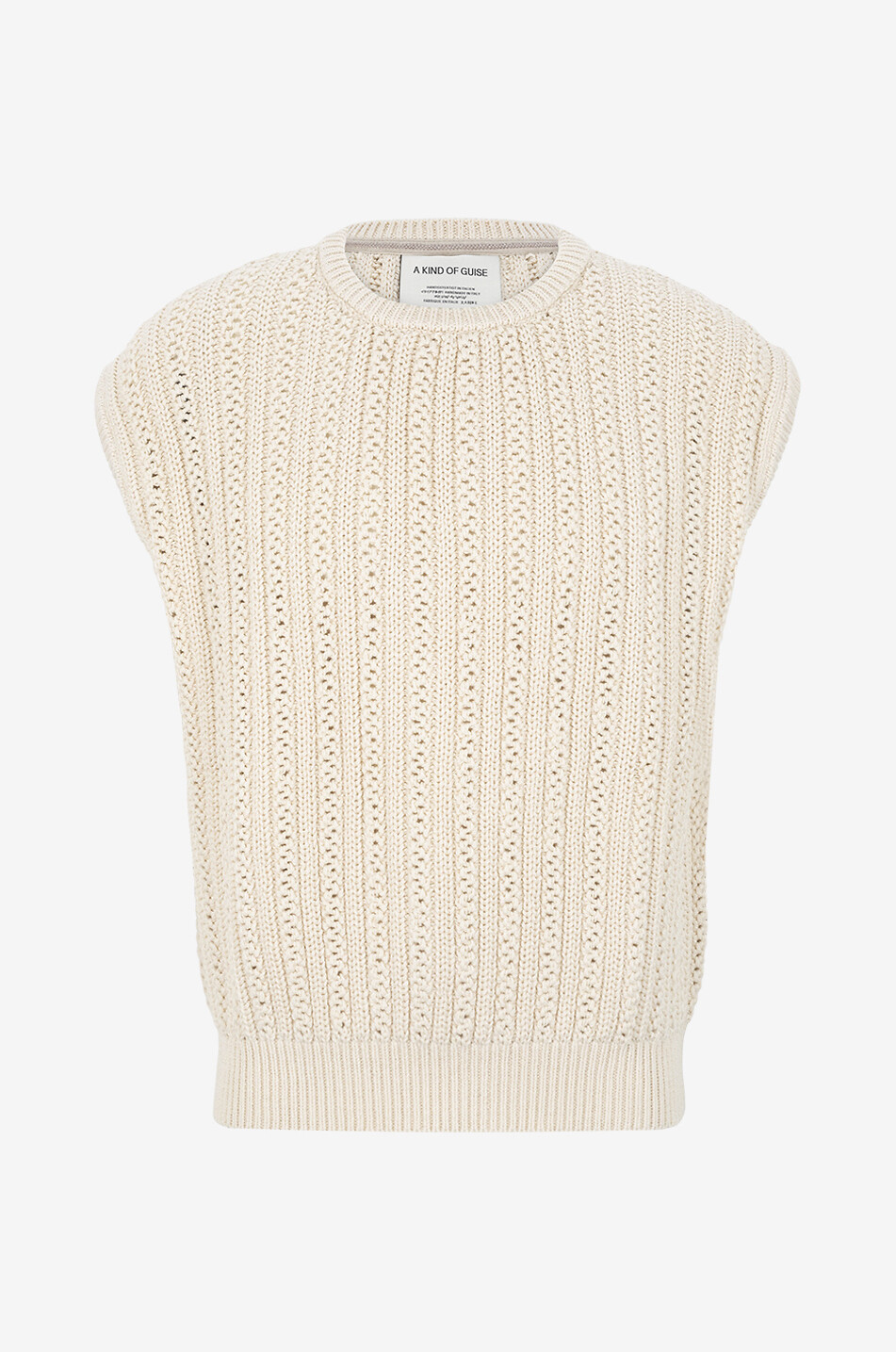 A KIND OF GUISE Pull ajouré sans manches Vinay Knit Vest Homme BLANC CASSE 1