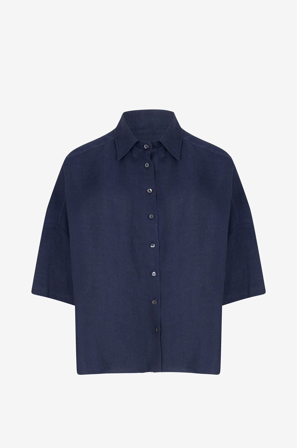 Biella boxy short-sleeved linen shirt
