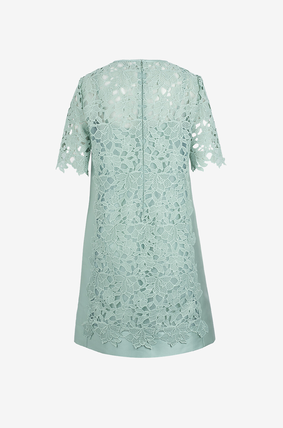 LUISA SPAGNOLI Pendice A-line satin and lace mini dress Women LIGHT GREEN 2