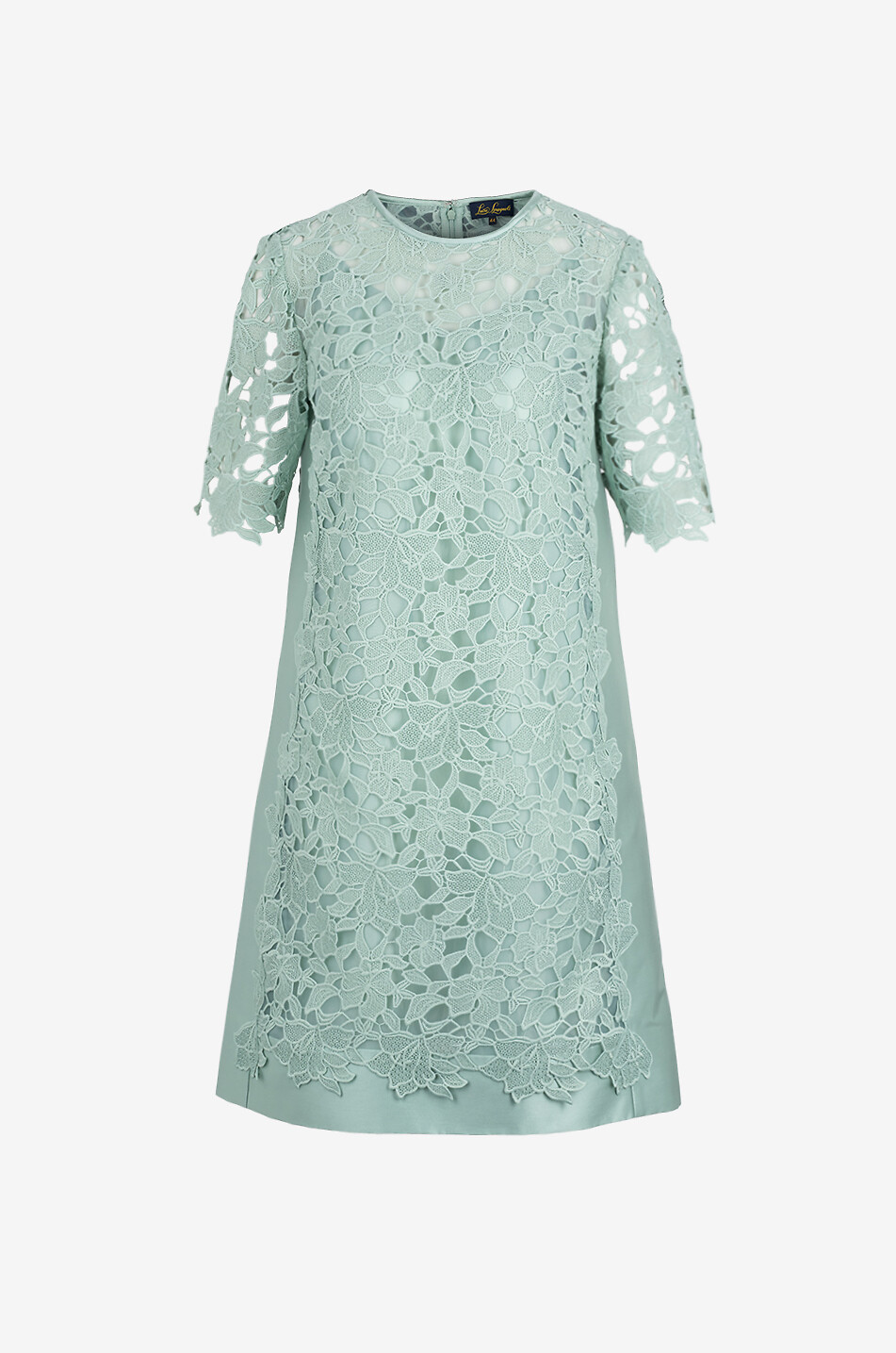 LUISA SPAGNOLI Pendice A-line satin and lace mini dress Women LIGHT GREEN 1
