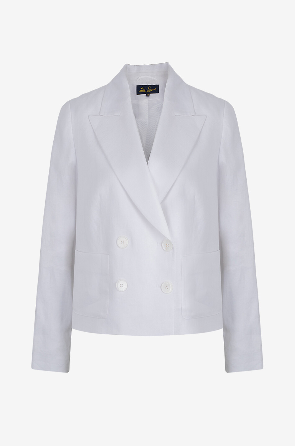 LUISA SPAGNOLI Venasca double-breasted boxy linen blazer Women WHITE 1