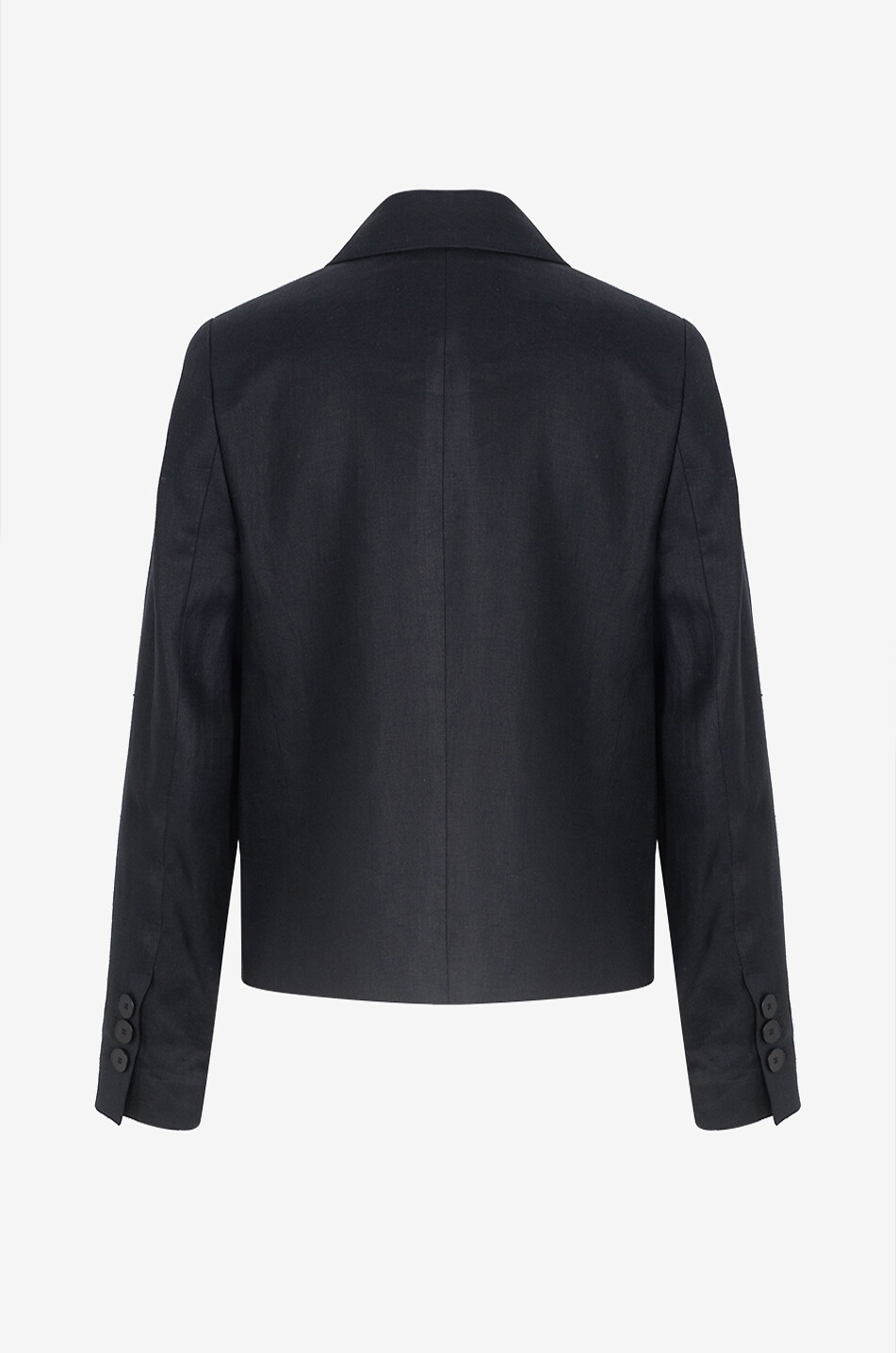 LUISA SPAGNOLI Venasca double-breasted boxy linen blazer Women BLACK 2
