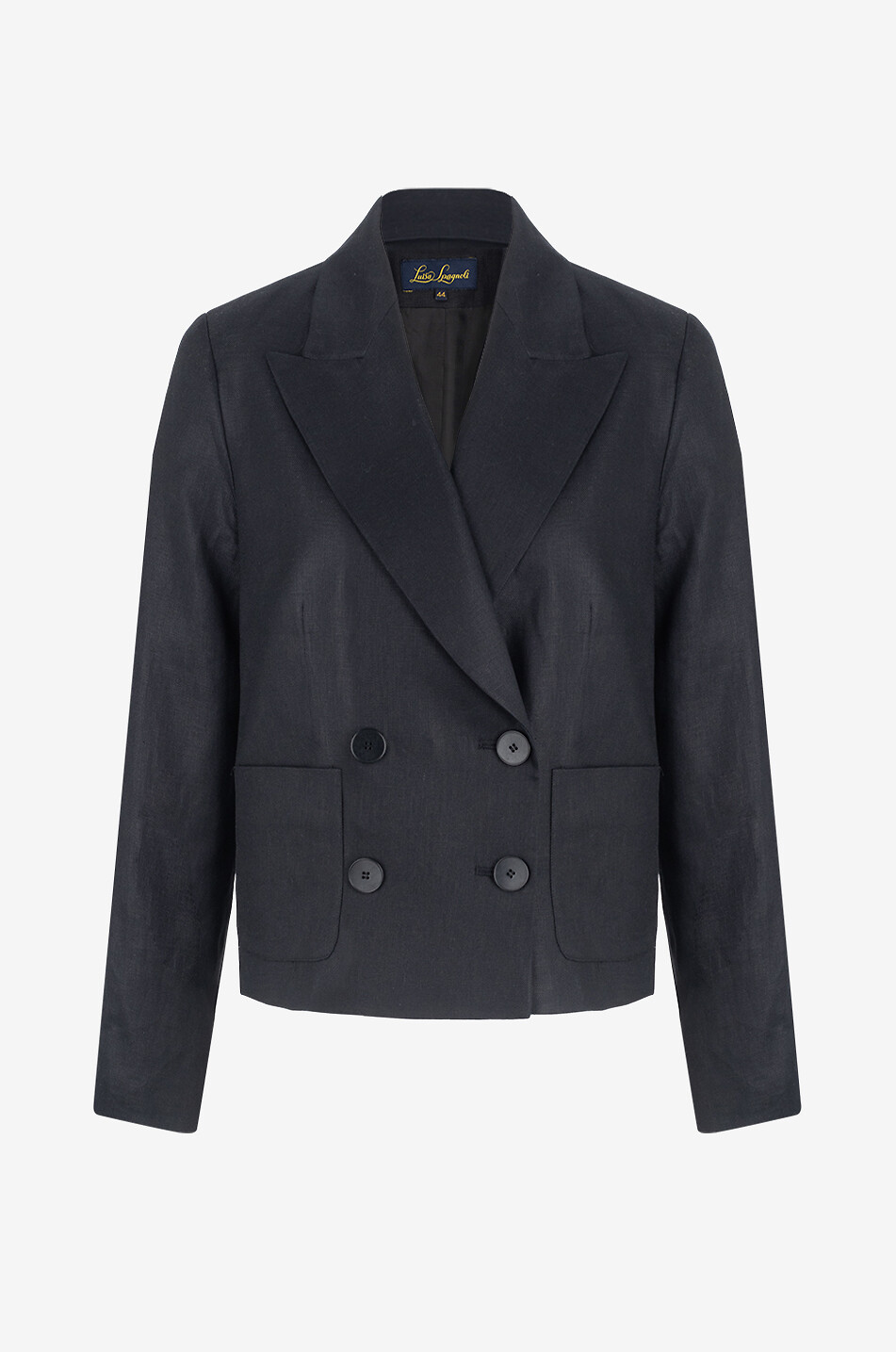 LUISA SPAGNOLI Venasca double-breasted boxy linen blazer Women BLACK 1