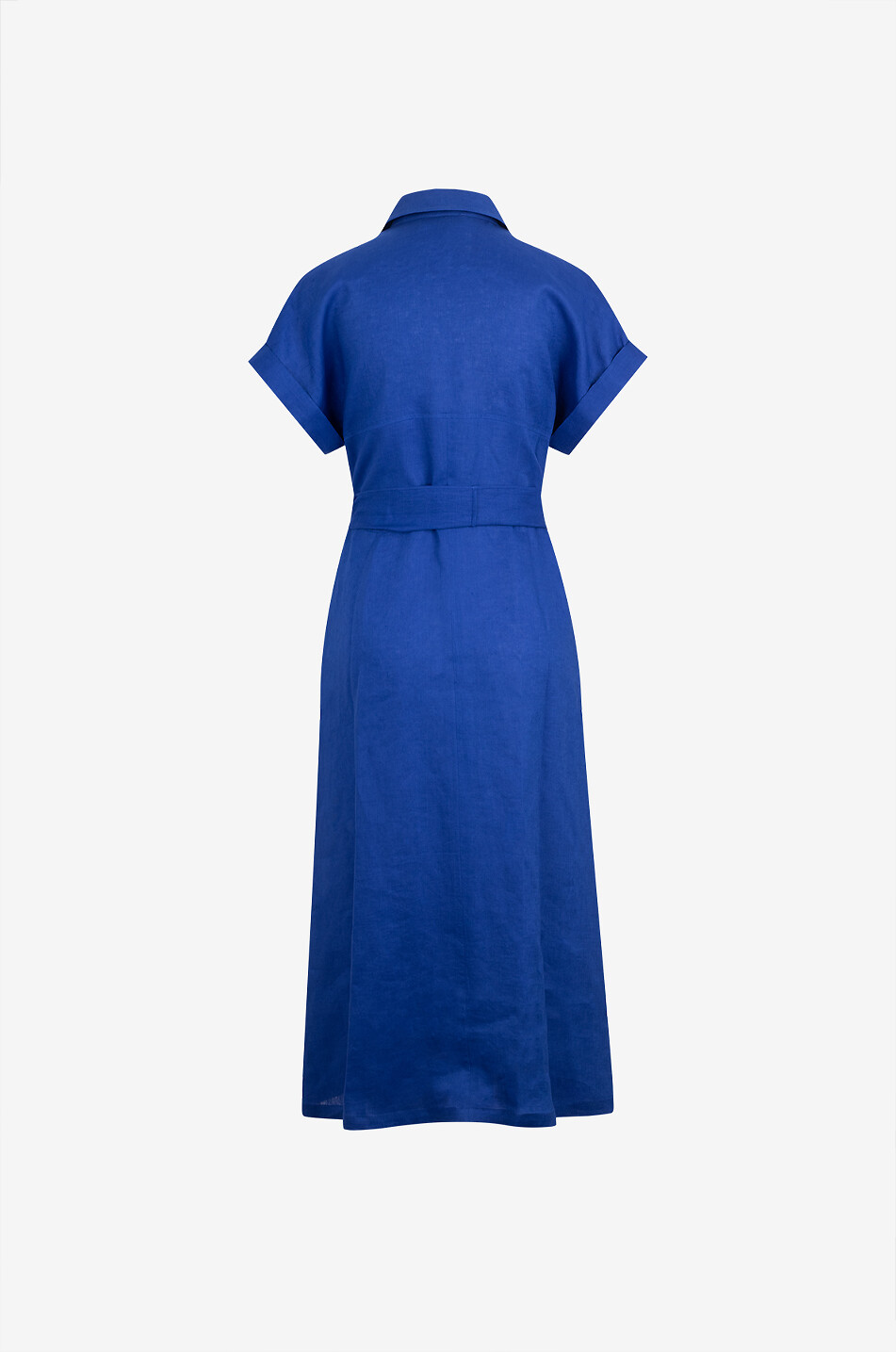 LUISA SPAGNOLI Patrono midi linen shirt dress with short sleeves Women MEDIUM BLUE 2
