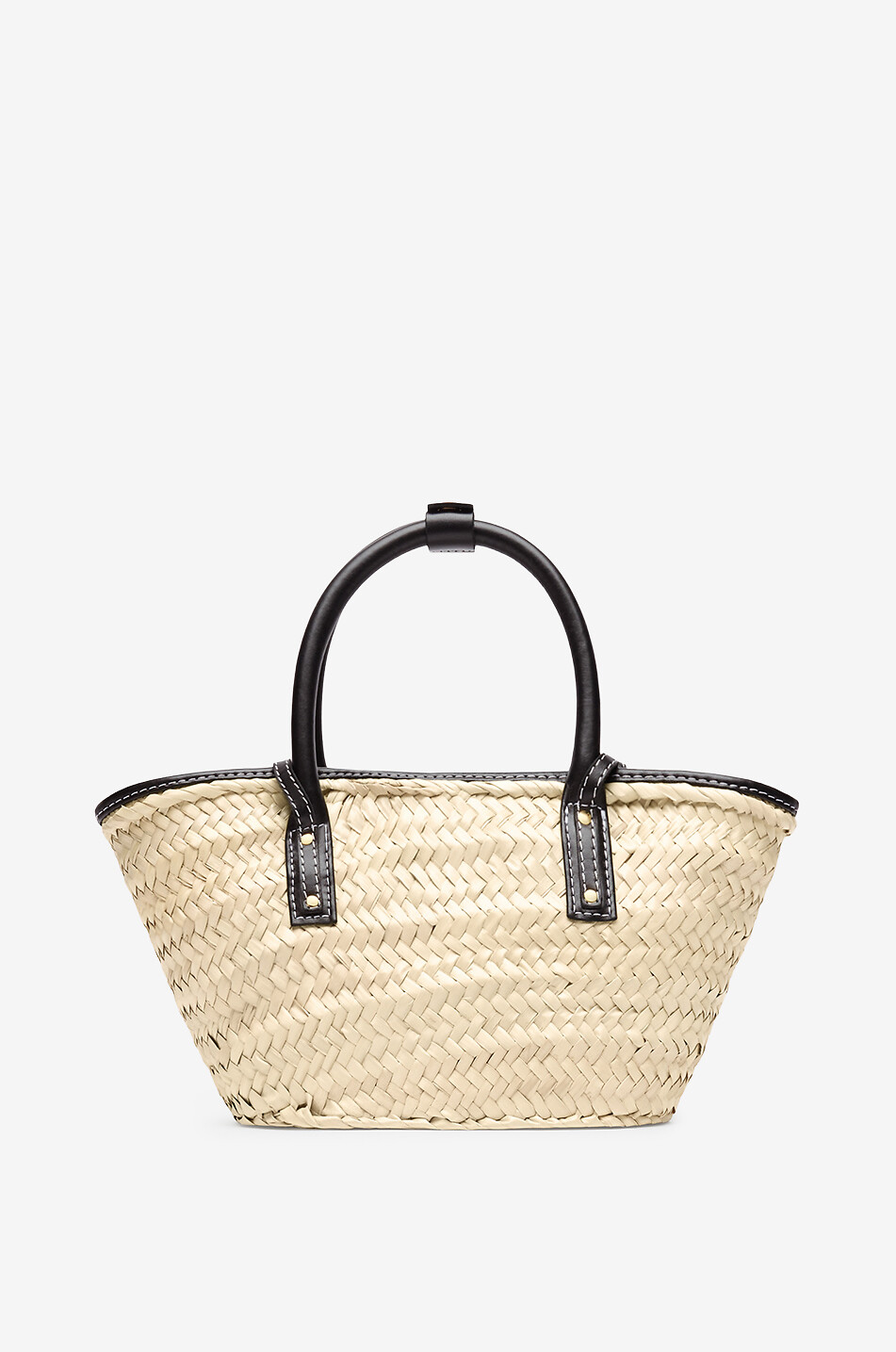 JACQUEMUS Panier en raphia et cuir Le Petit Panier Soli Femme NOIR 3