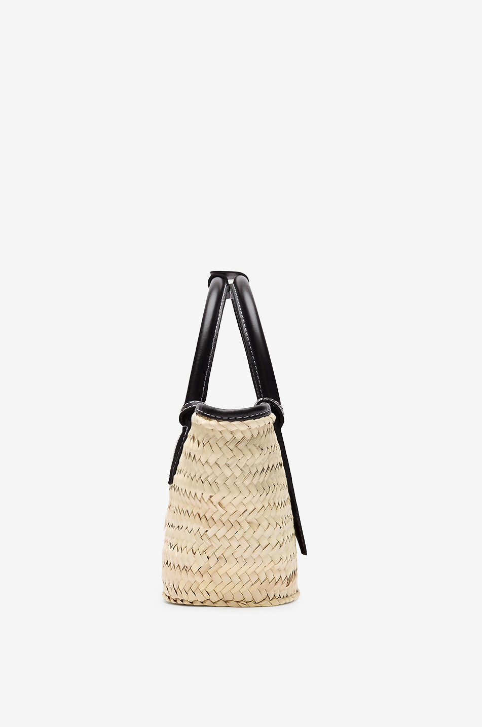 JACQUEMUS Panier en raphia et cuir Le Petit Panier Soli Femme NOIR 2