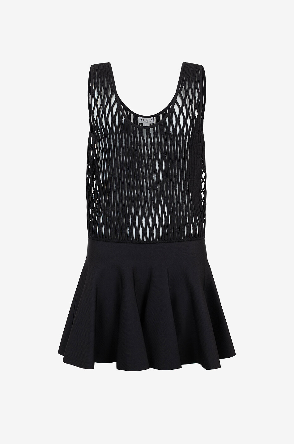 ALAÏA Skater-Strickkleid mit Makramee Damen SCHWARZ 1