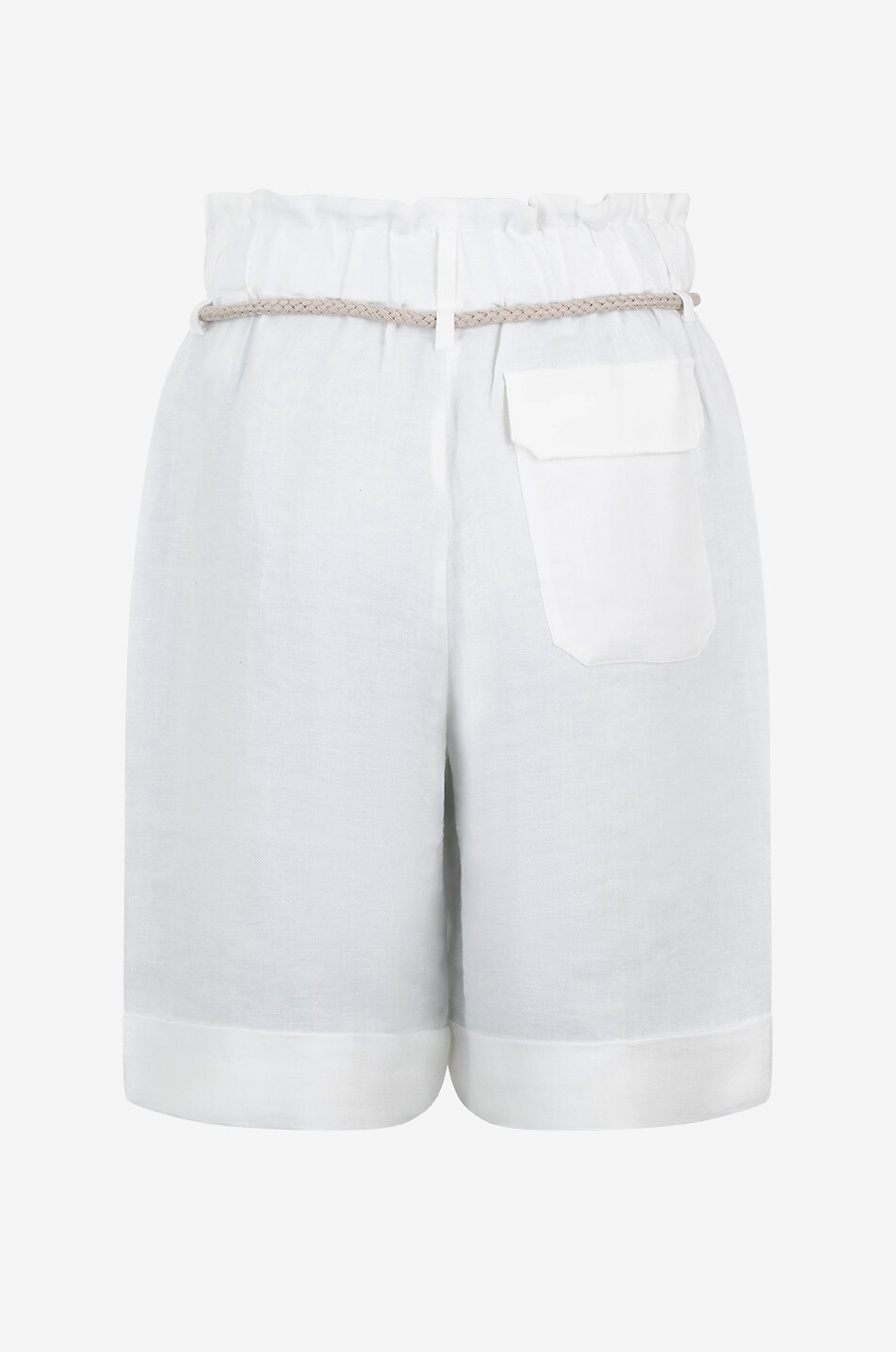 BIANCALANCIA Belted linen paperbag Bermuda shorts Women EGGSHELL 2