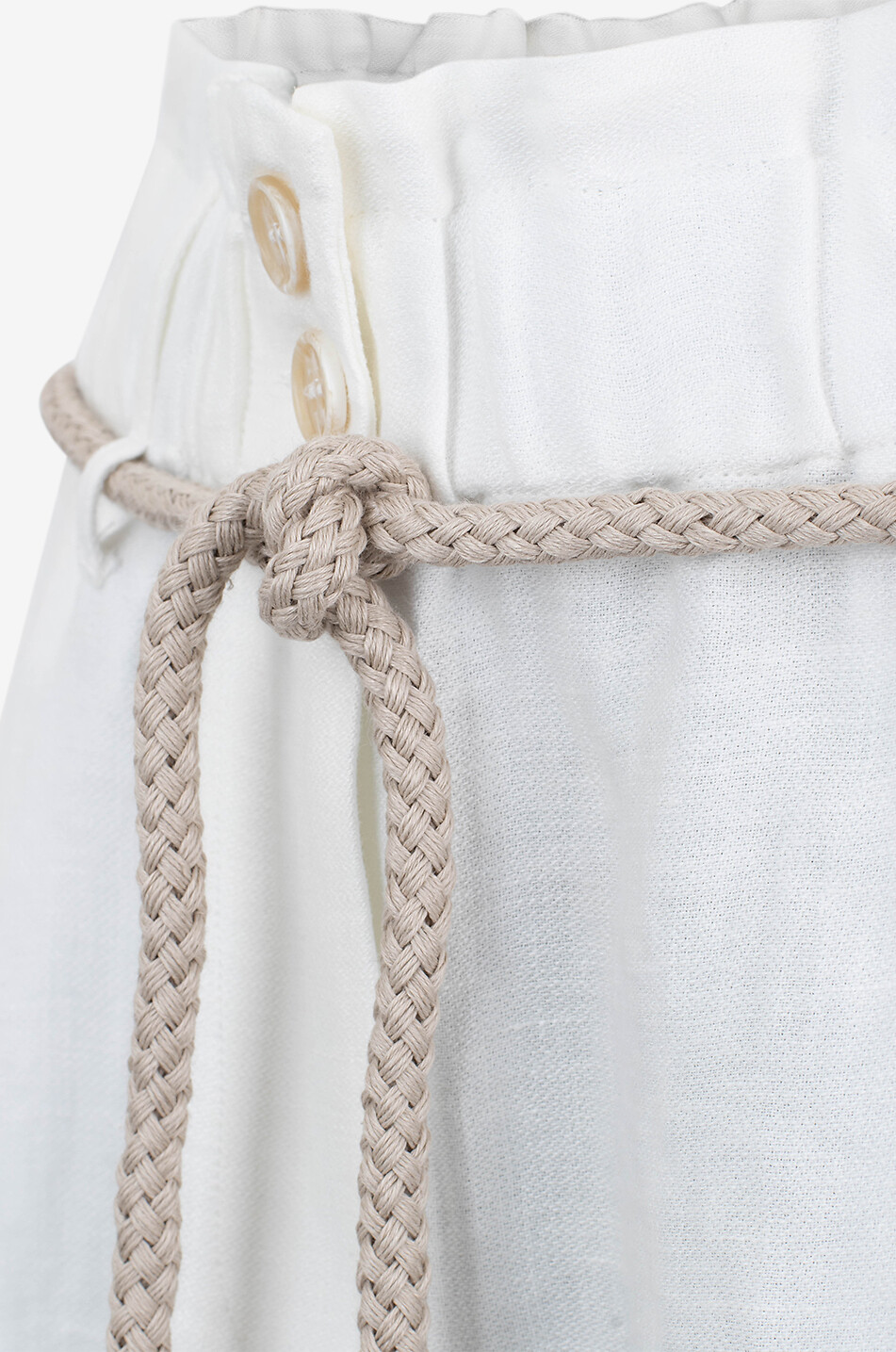 BIANCALANCIA Belted linen paperbag Bermuda shorts Women EGGSHELL 3