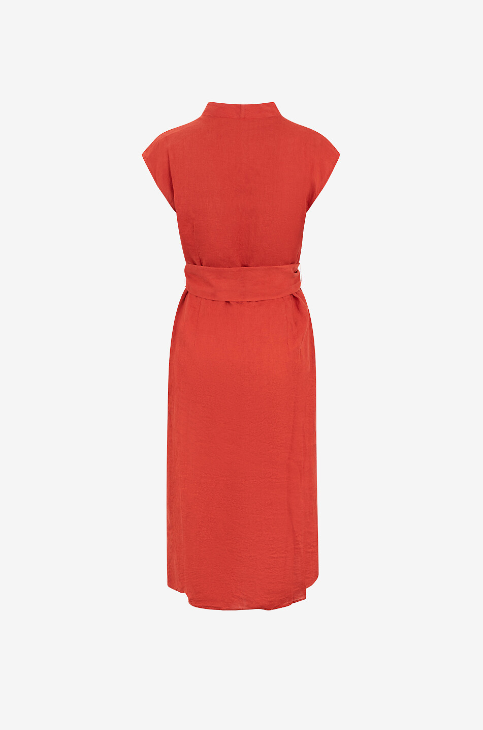 BIANCALANCIA Linen cap-sleeve midi wrap dress Women RED 2