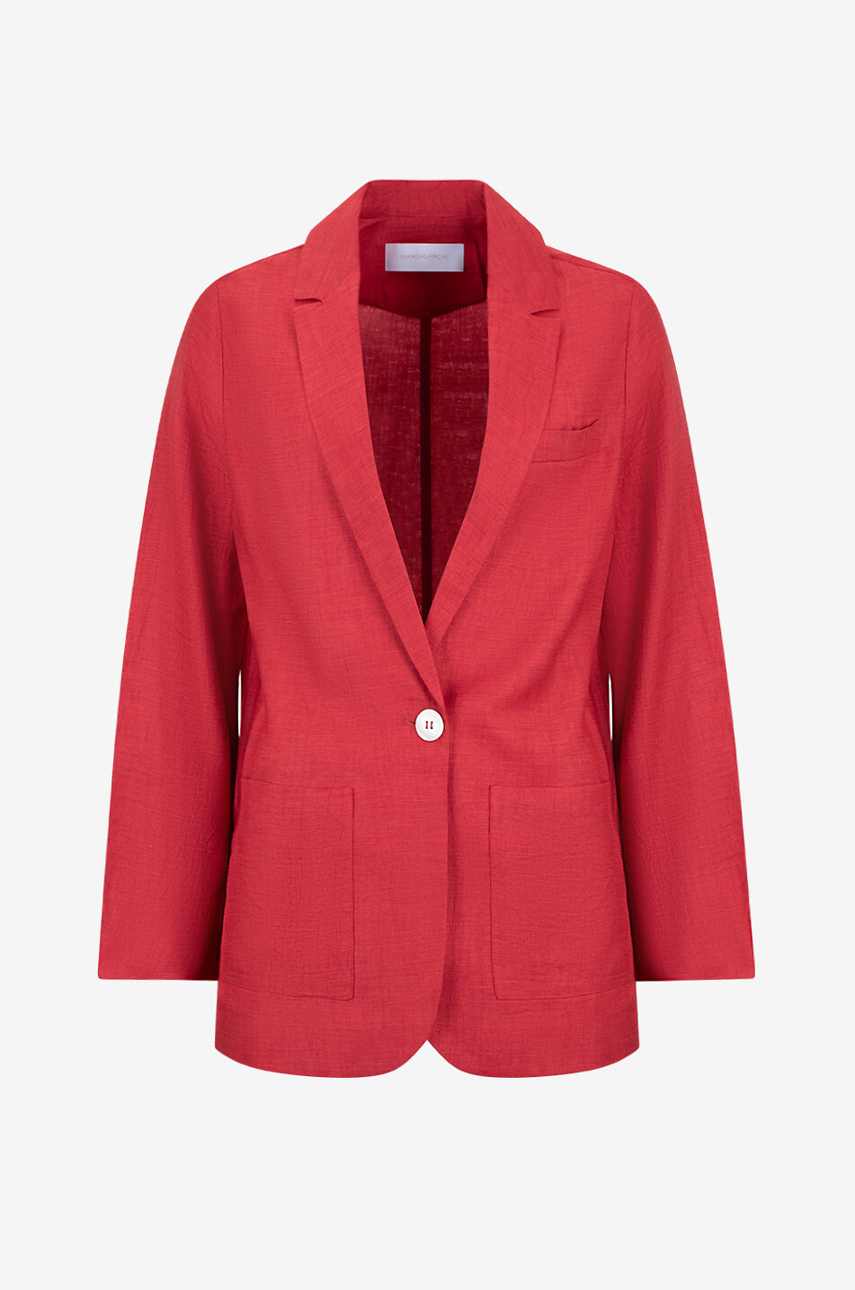 BIANCALANCIA Gerader einreihiger Leinenblazer Crash Effect Damen ROT 1