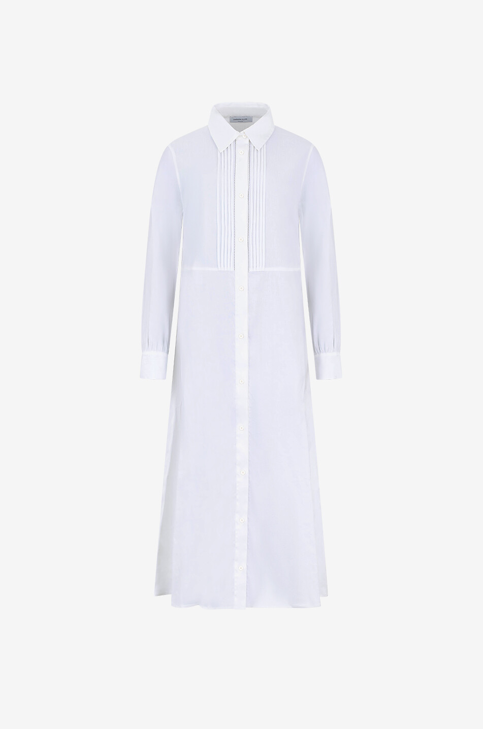 Midi-Hemdkleid aus Leinenmix mit Biesen