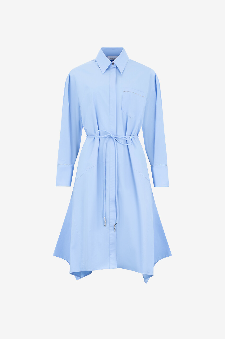 FABIANA FILIPPI Robe chemise courte asymétrique en popeline Femme BLEU CLAIR 1