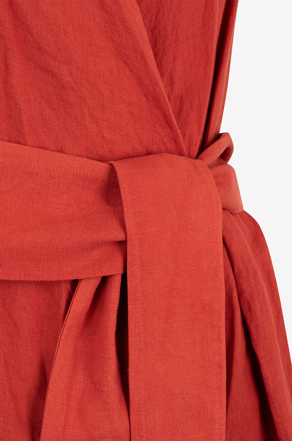 BIANCALANCIA Linen cap-sleeve midi wrap dress Women RED 3