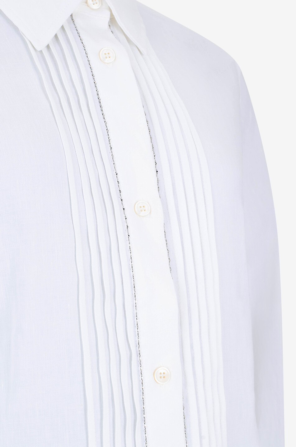 FABIANA FILIPPI Midi linen blend shirt dress with pintucks Women WHITE 3