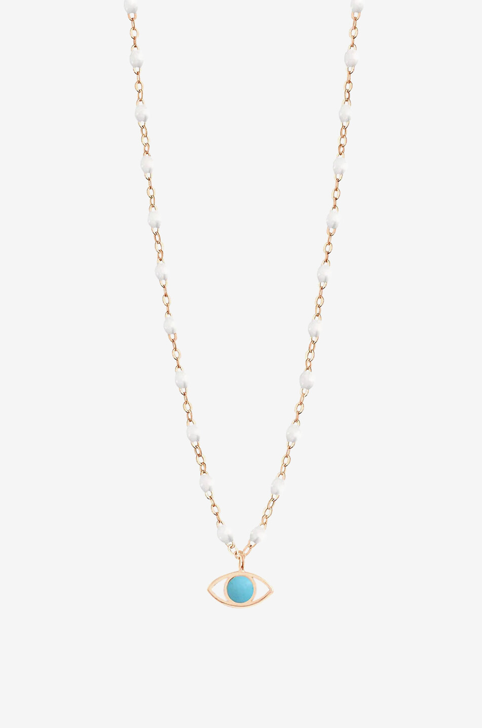 Eye Classic Blanc pink gold and resin necklace - 42 cm