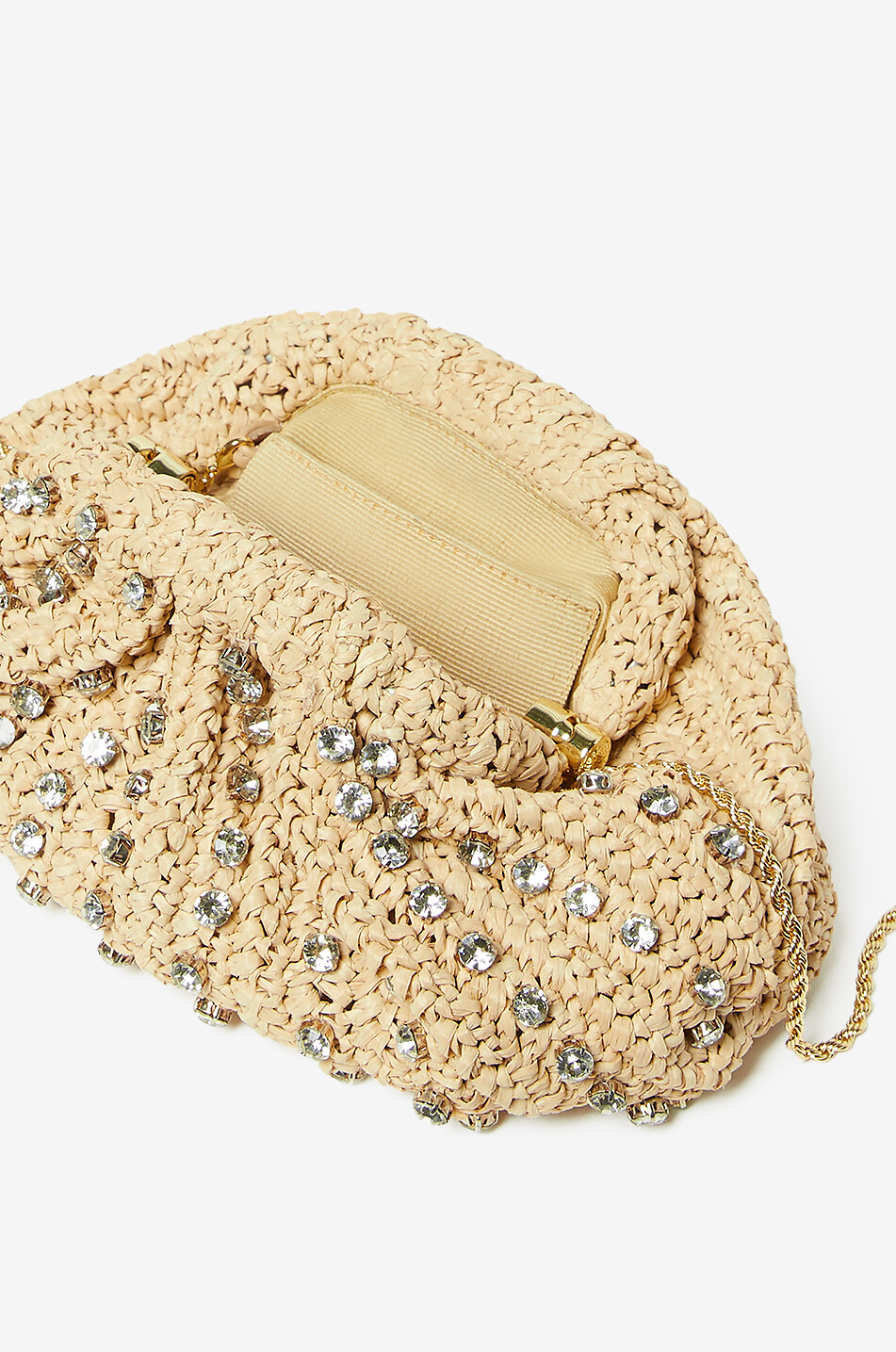 LOEFFLER RANDALL Bailey raffia and crystal clutch Women BEIGE 4