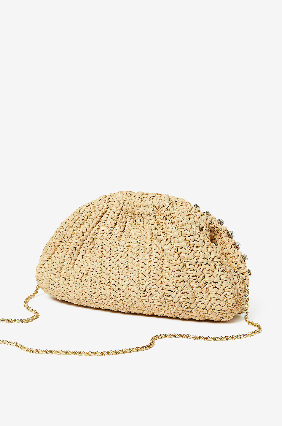 LOEFFLER RANDALL Bailey raffia and crystal clutch Women BEIGE 3
