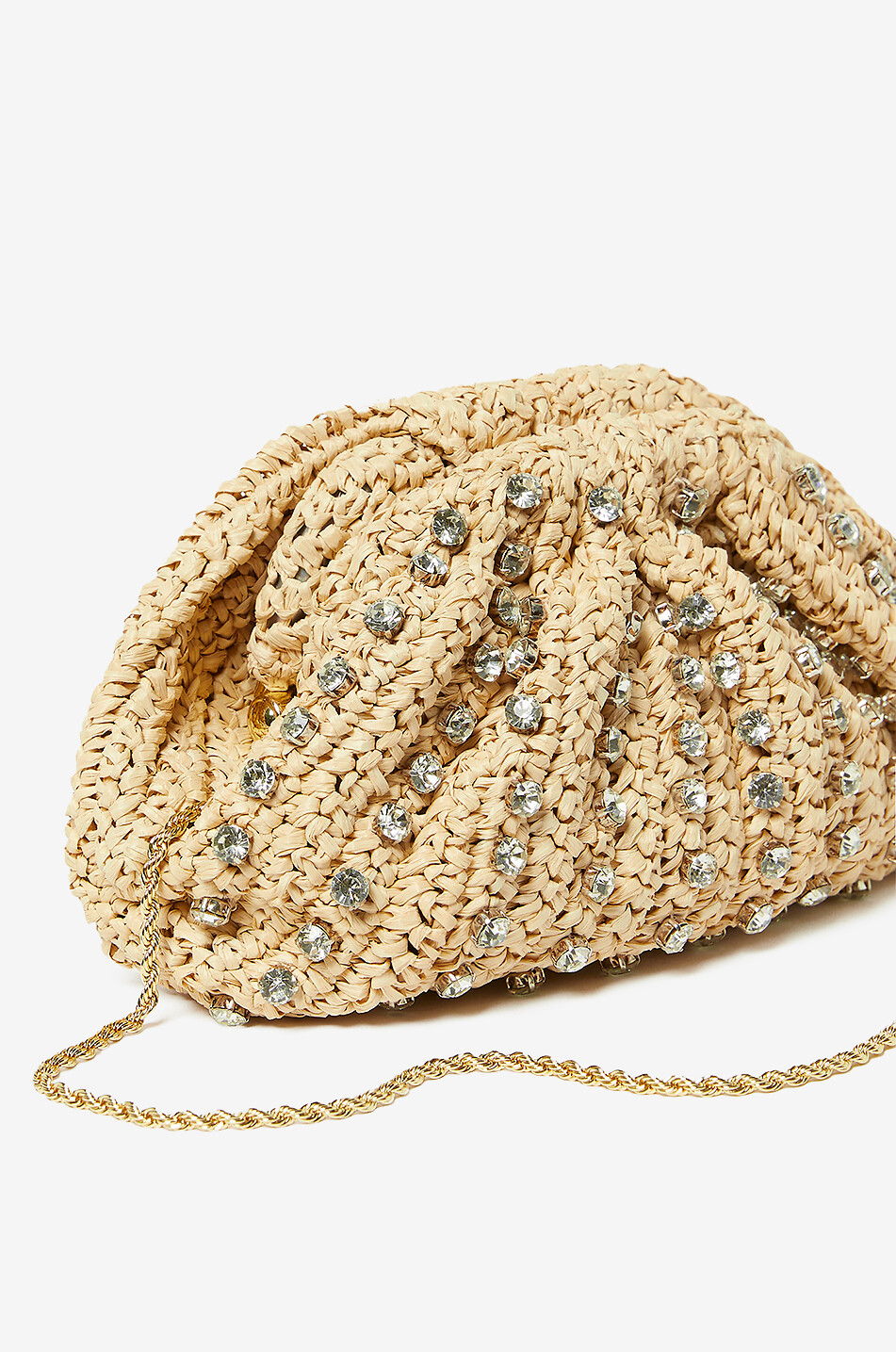 LOEFFLER RANDALL Bailey raffia and crystal clutch Women BEIGE 2