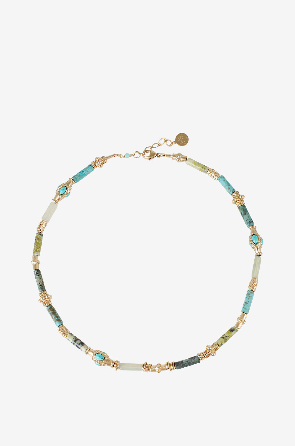 Collier en perles de pierre et laiton Kali Bis