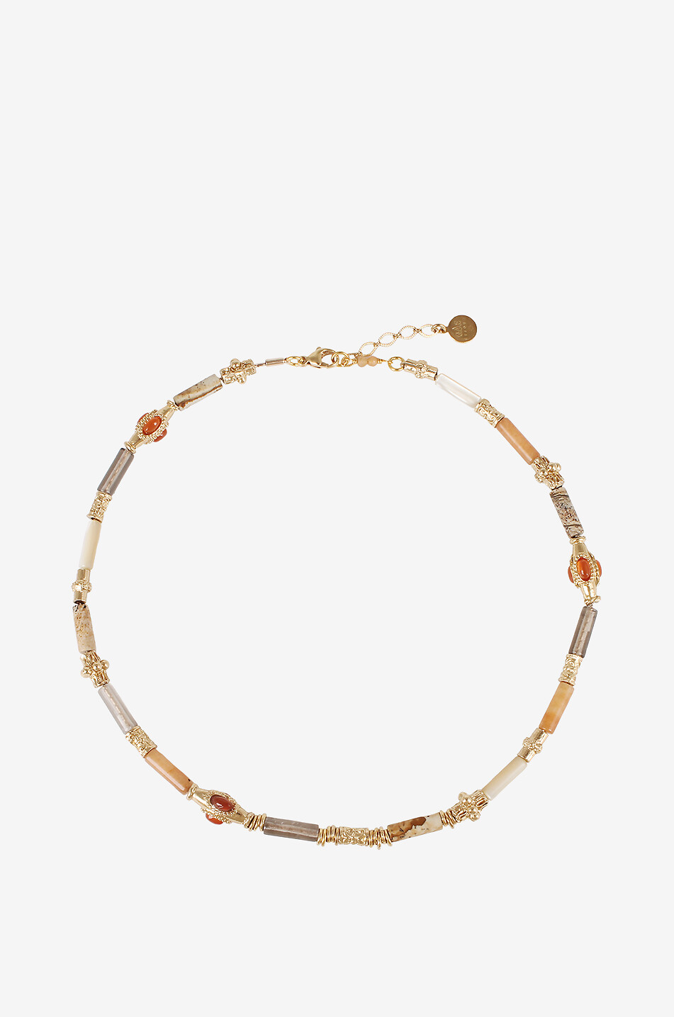 Collier en perles de pierre et laiton Kali Bis