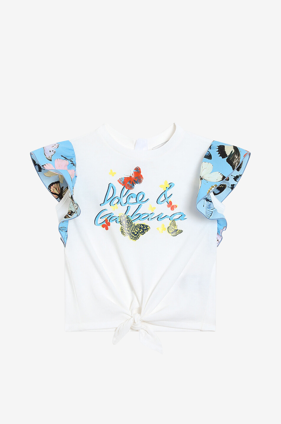 DOLCE & GABBANA Farfalle baby T-shirt with front tie Baby WHITE 1